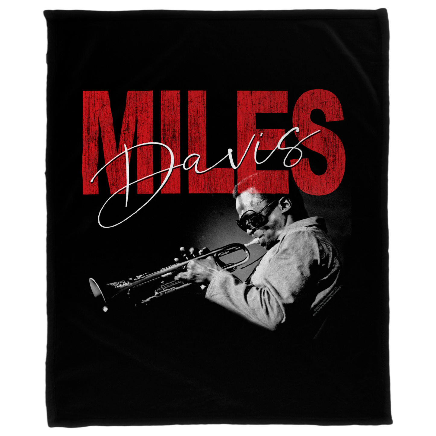 Miles Davis Distressed Photo with Fleece Blanket