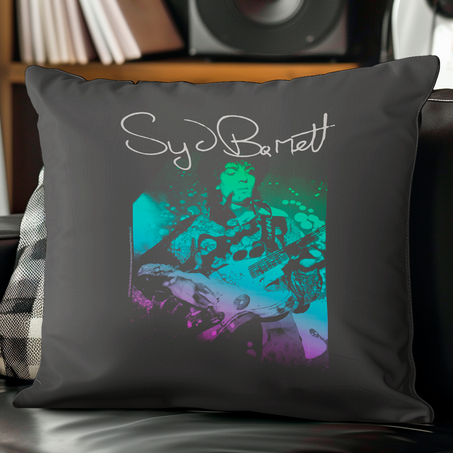 Syd Barret Colorful Portrait with Guitar with Pillow square