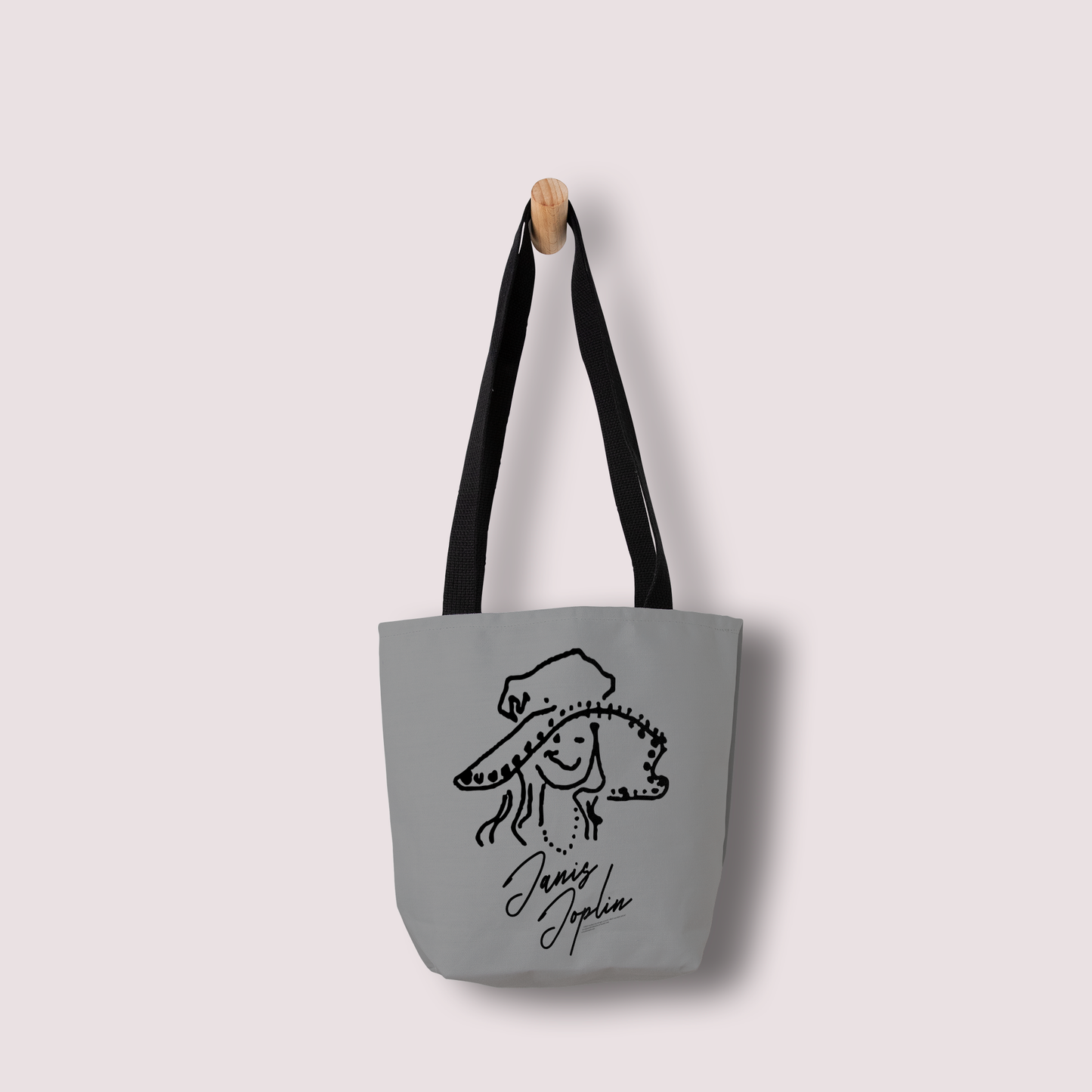 Janis Joplin Outline Sketched Grey and Janis Joplin Outline Sketched Grey with Tote Bag