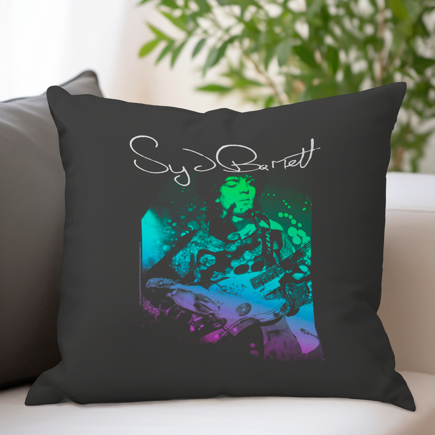 Syd Barret Colorful Portrait with Guitar with Pillow square