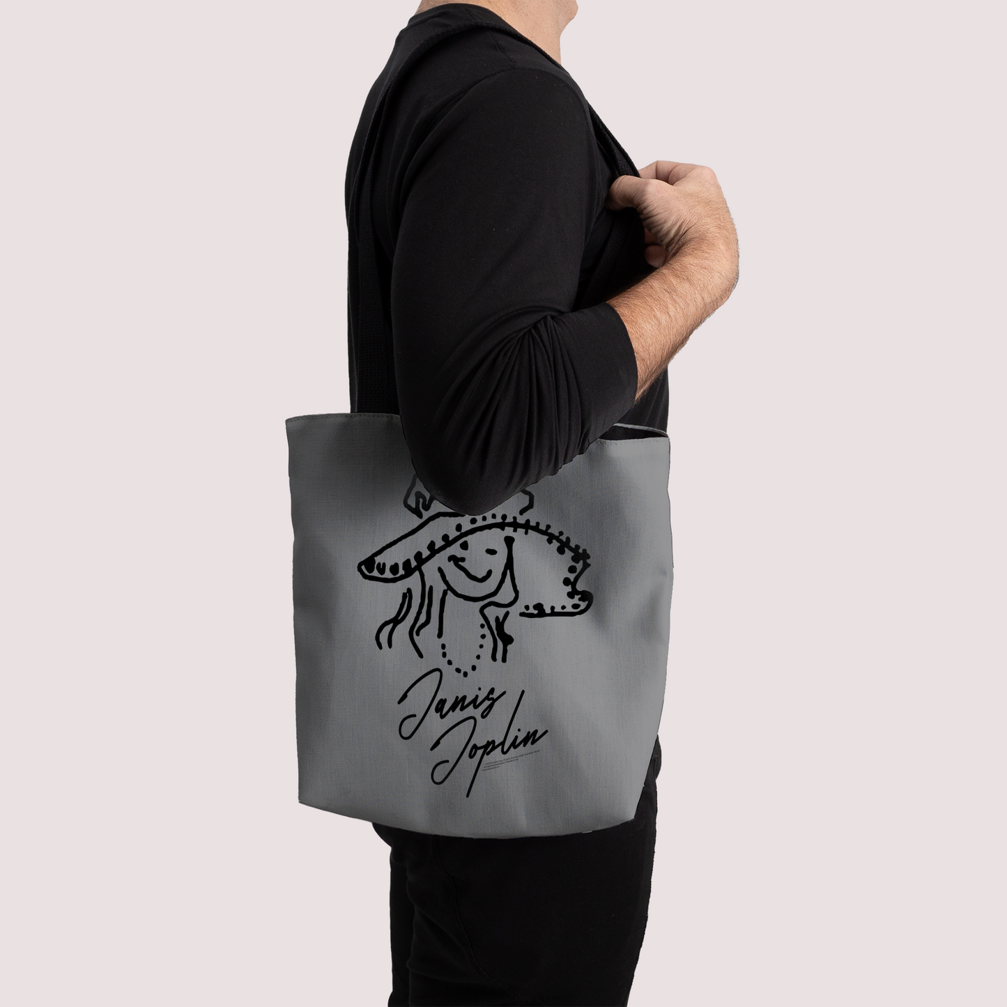 Janis Joplin Outline Sketched Grey and Janis Joplin Outline Sketched Grey with Tote Bag