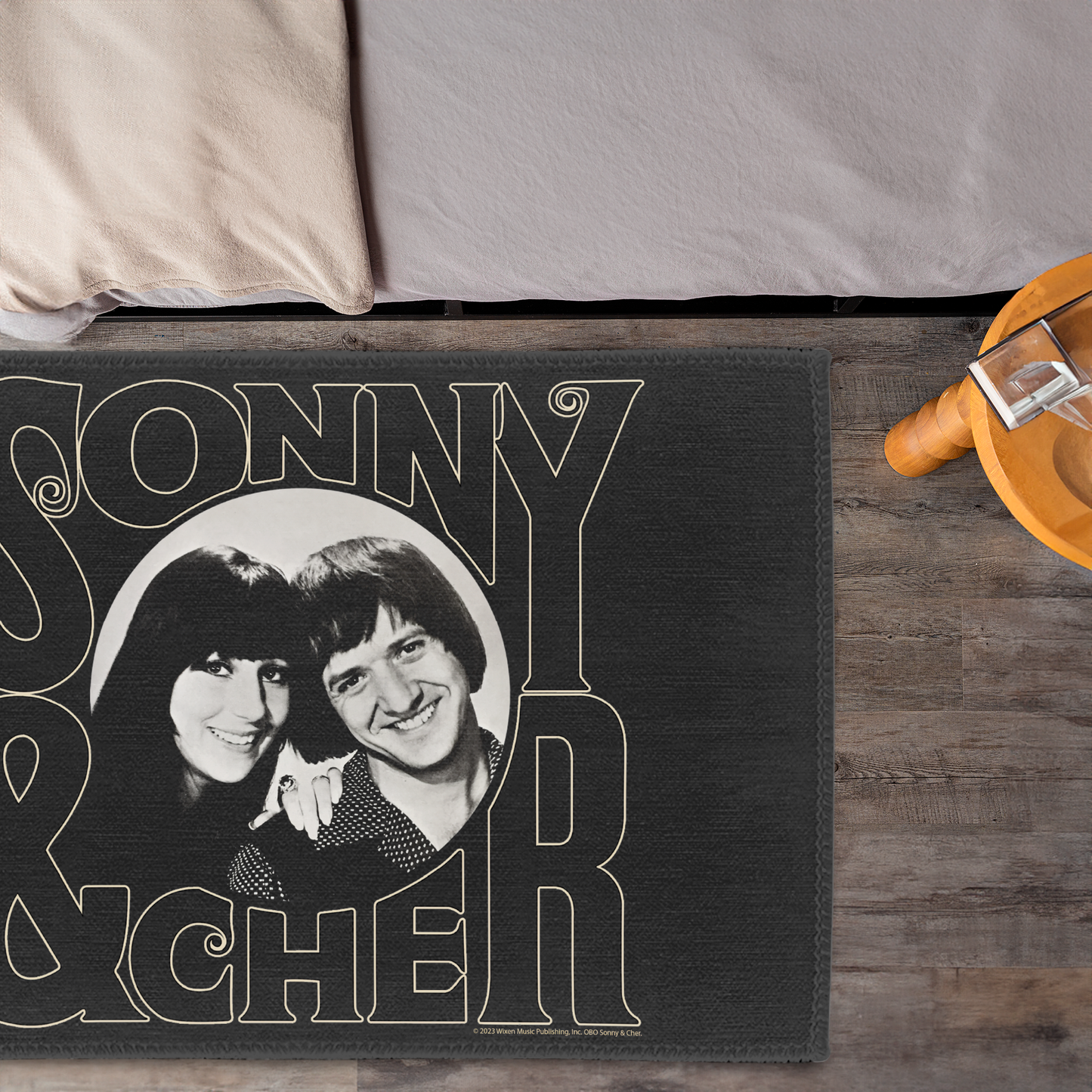 Sonny & Cher Circle Photo with Area Rug rectangular