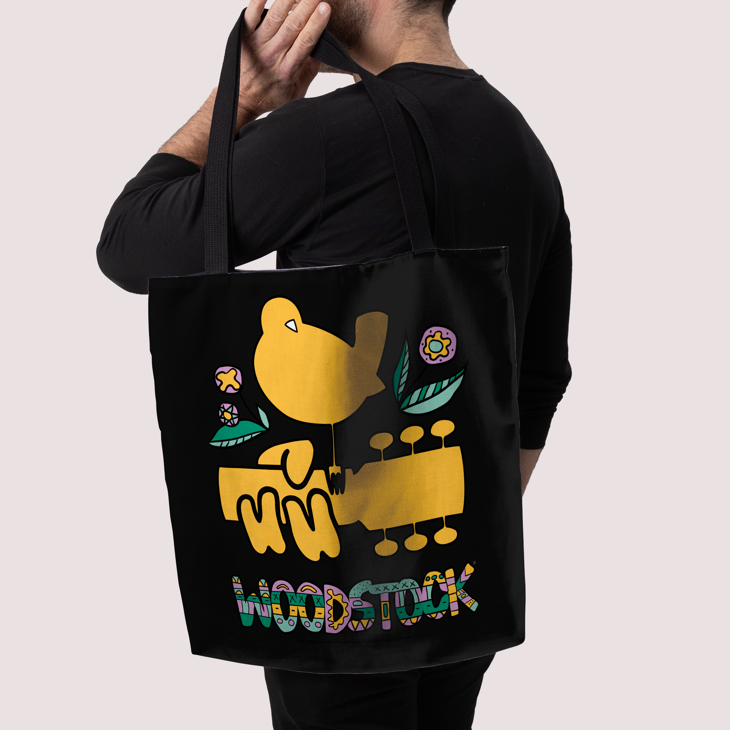 Woodstock Bird Aztec Black and Woodstock Bird Aztec Black with Tote Bag