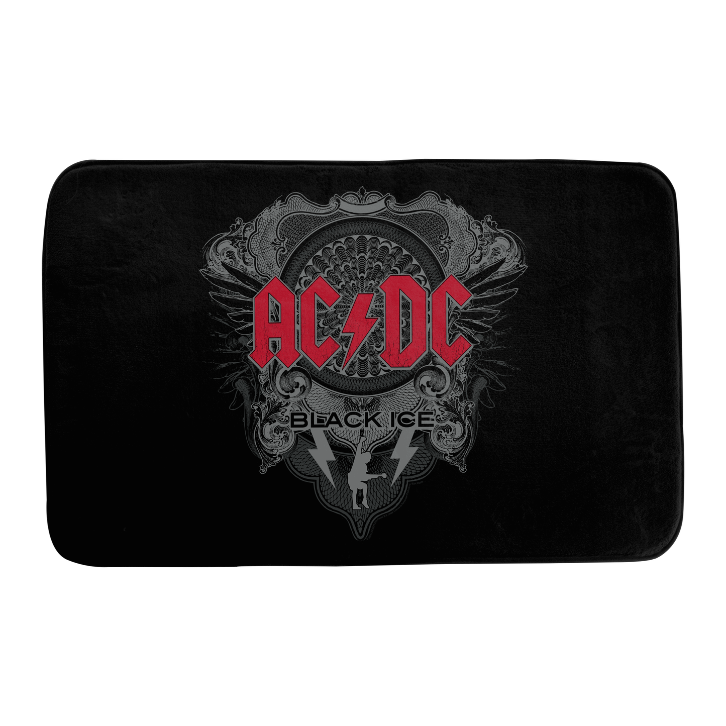 ACDC Black Ice Red Print Bathmat - Memory Foam, Plush Microfiber, 34"x21" Water-Absorbent - Bathmat, Bathroom