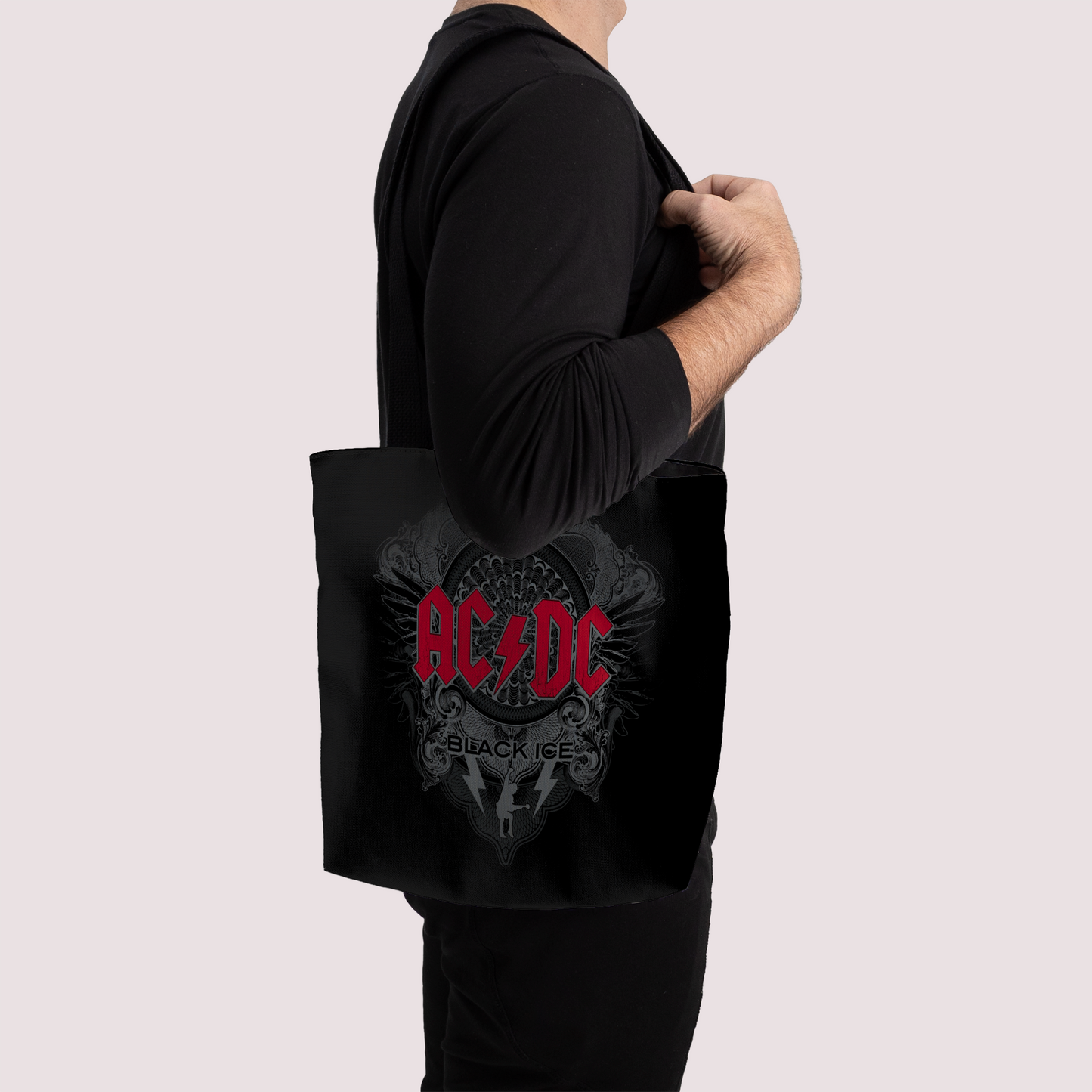 ACDC Black Ice with Red AOP and ACDC Black Ice with Red AOP with Tote Bag