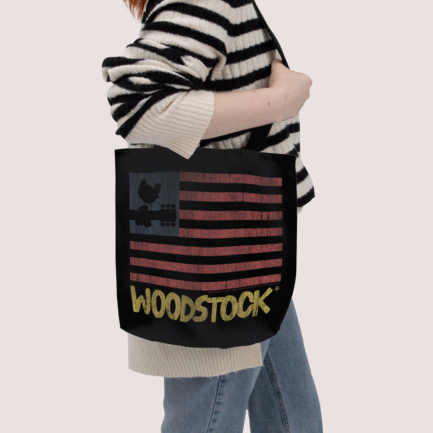 Woodstock Distressed Flag Black and Woodstock Distressed Flag Black with Tote Bag