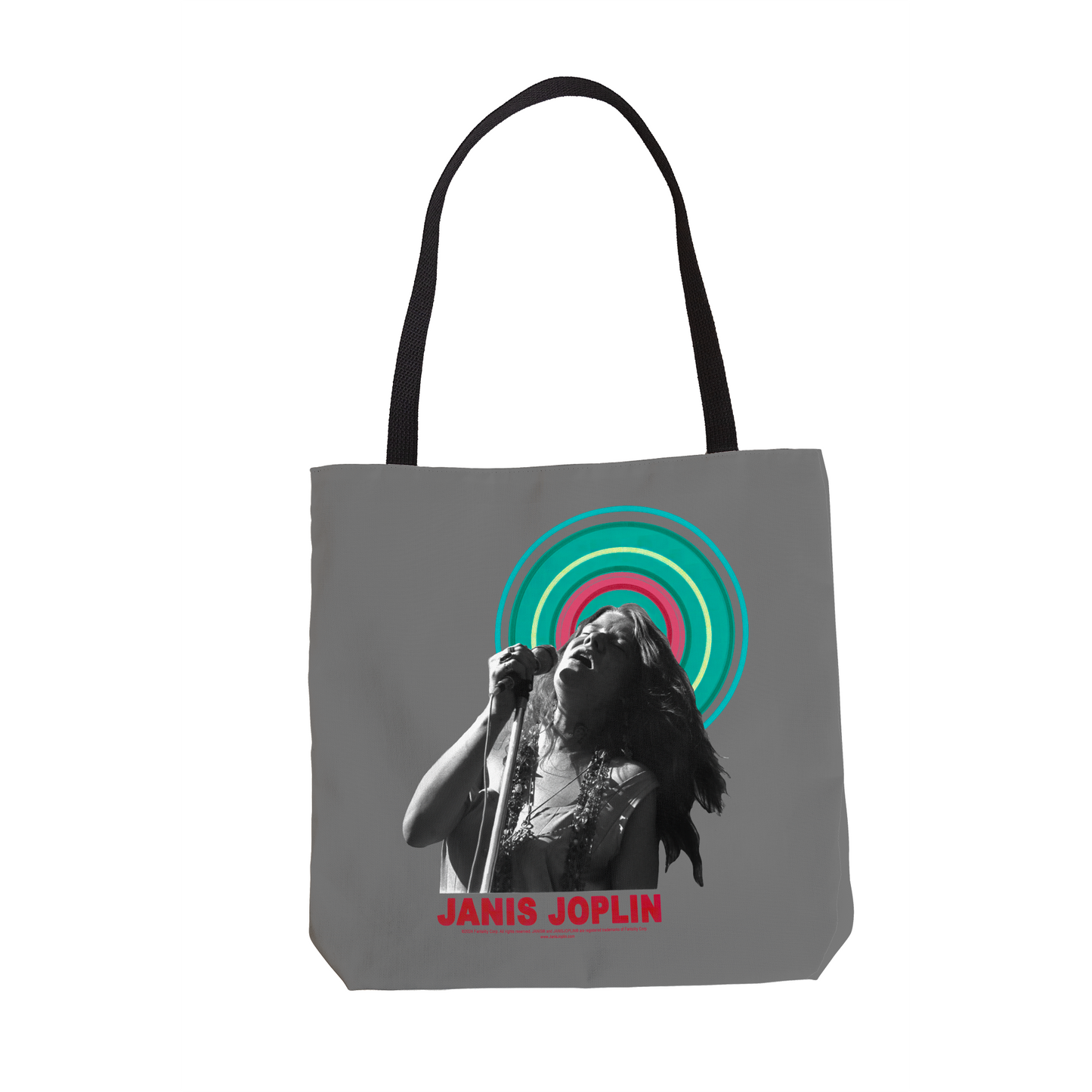 Janis Joplin Halo Photo Grey and Janis Joplin Halo Photo Grey with Tote Bag