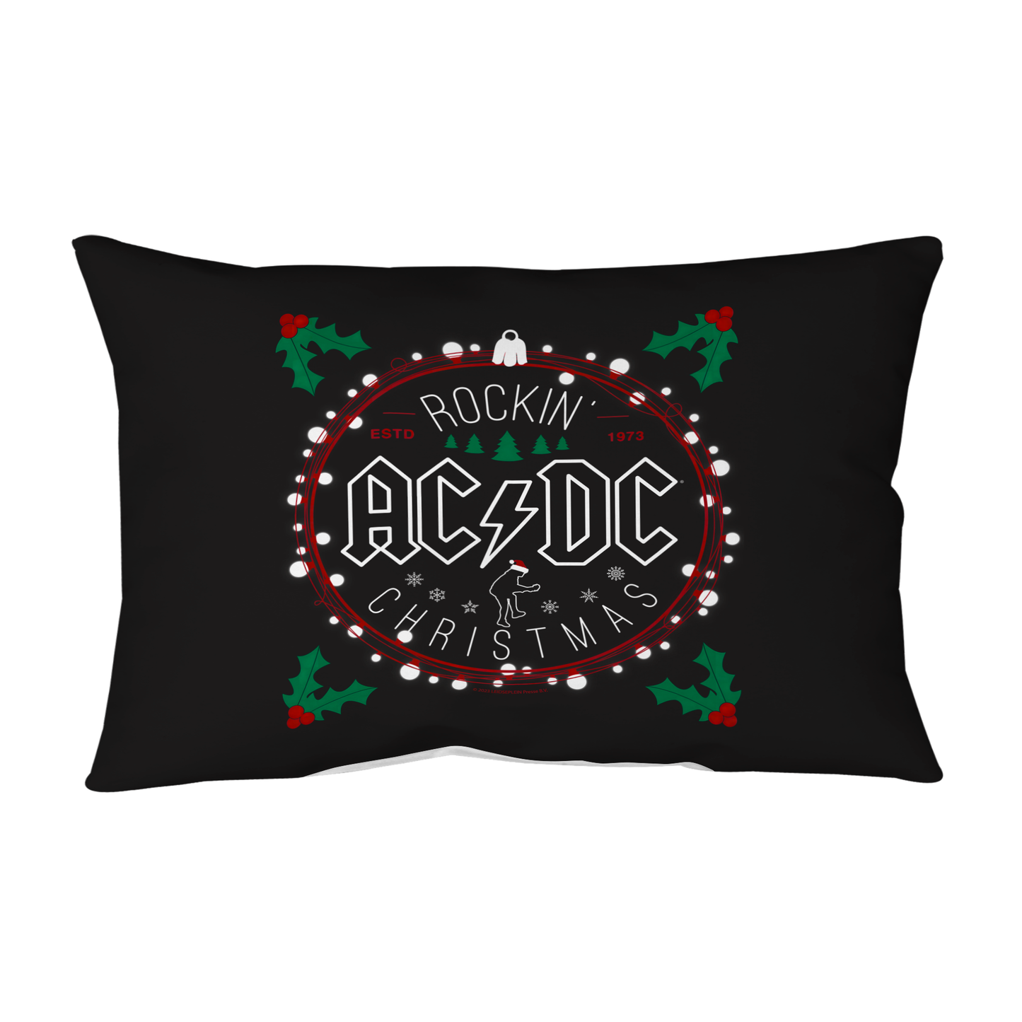 ACDC Christmas Circle Pillow rectangular