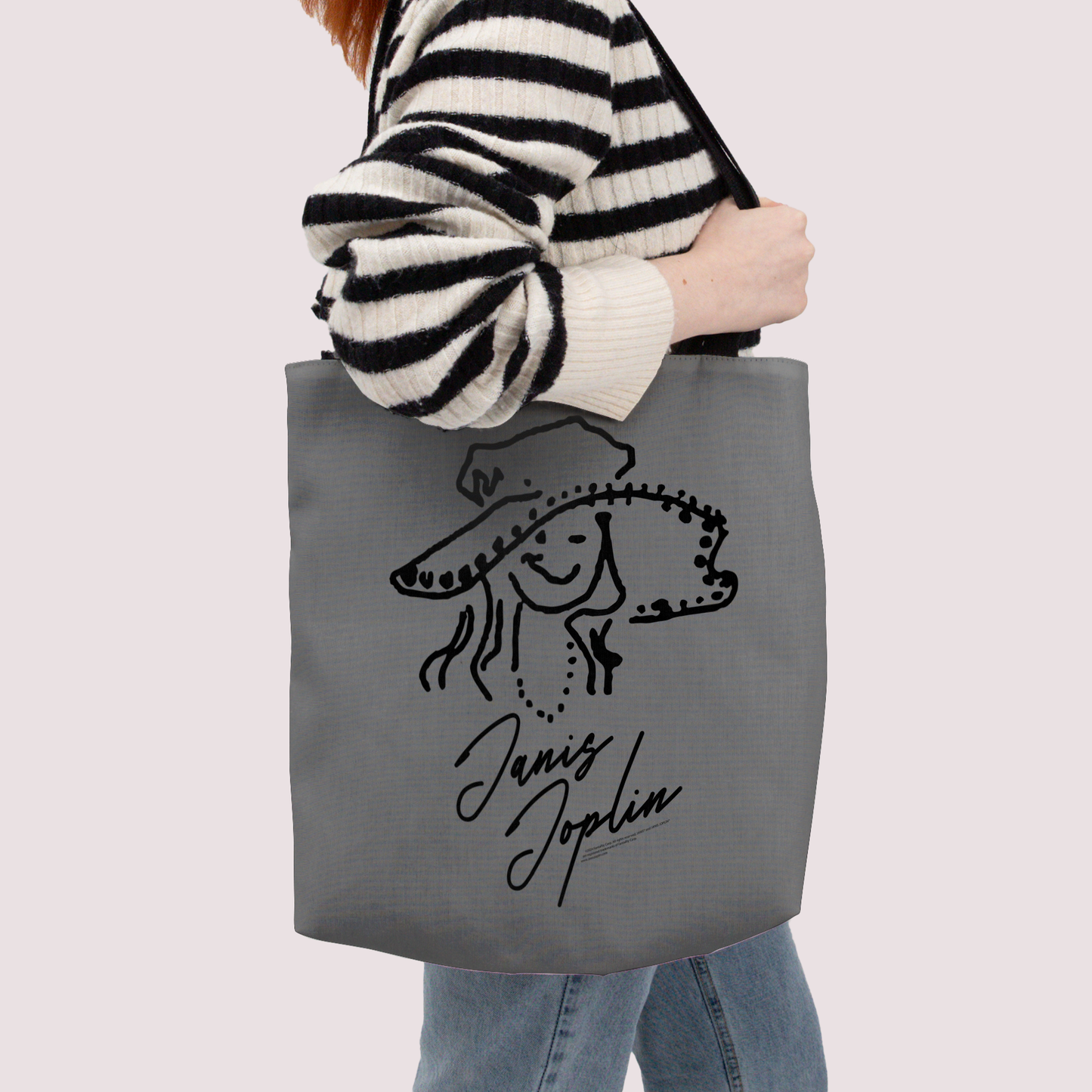 Janis Joplin Outline Sketched Grey and Janis Joplin Outline Sketched Grey with Tote Bag