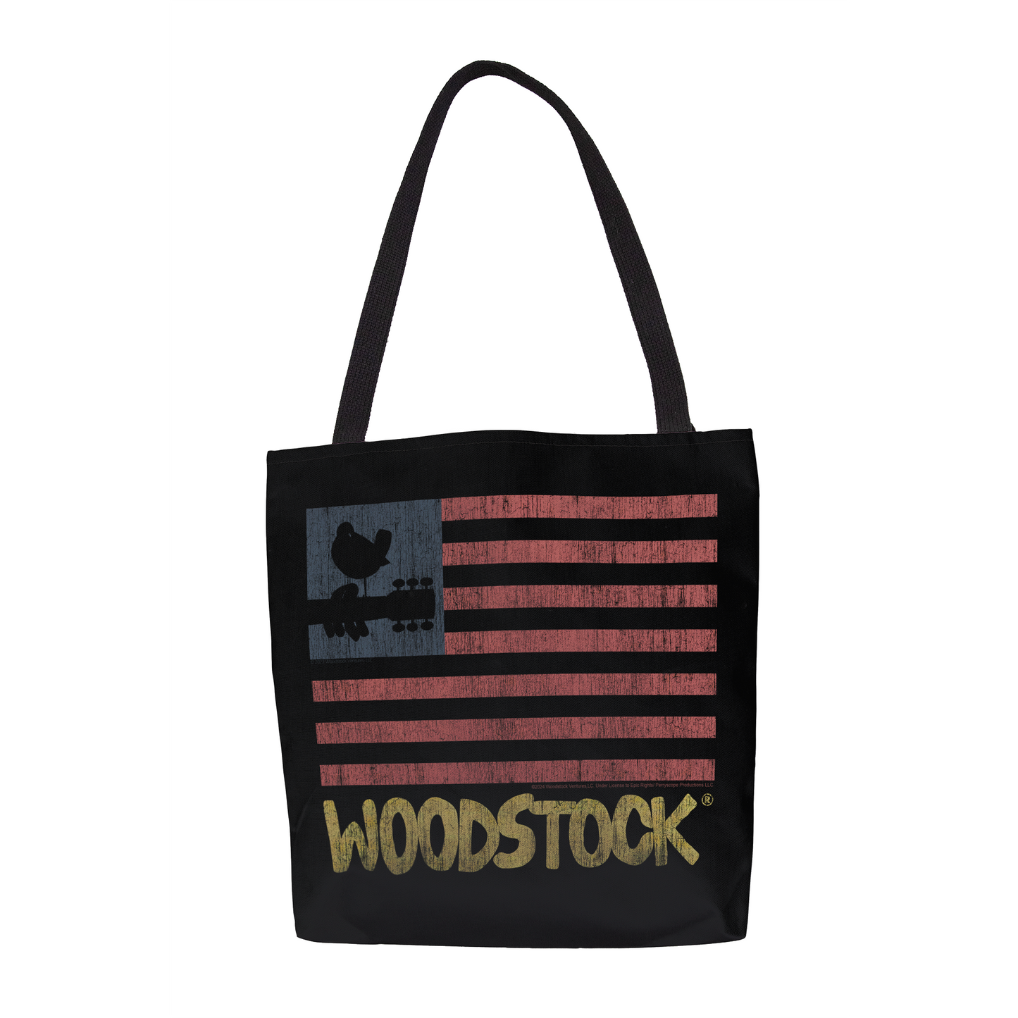 Woodstock Distressed Flag Black and Woodstock Distressed Flag Black with Tote Bag