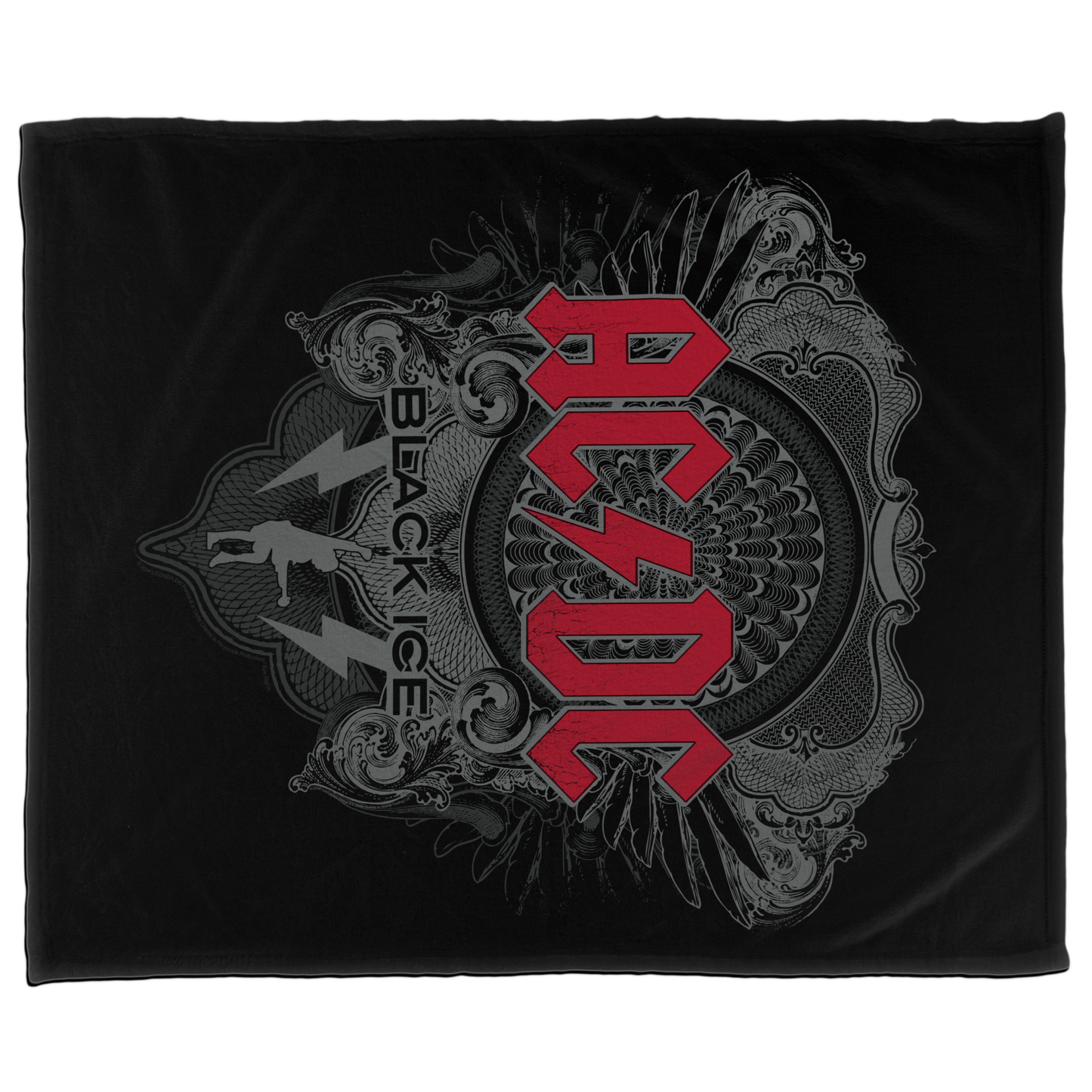 ACDC Black Ice Red Fleece Blanket 5x6" - Soft Material, Polyester, 2-Layer Fleece, Indoor