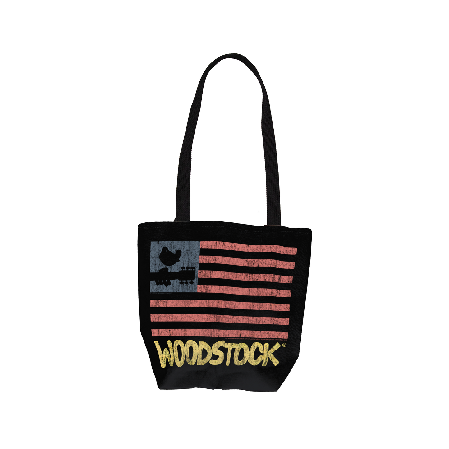 Woodstock Distressed Flag Black and Woodstock Distressed Flag Black with Tote Bag