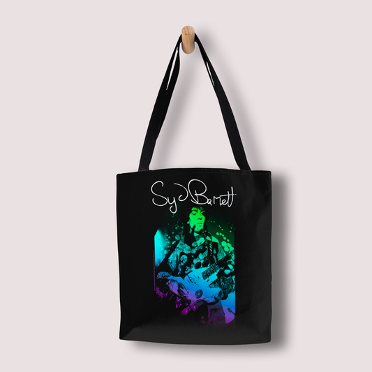 Syd Barret Colorful Portrait with Guitar with Tote Bag