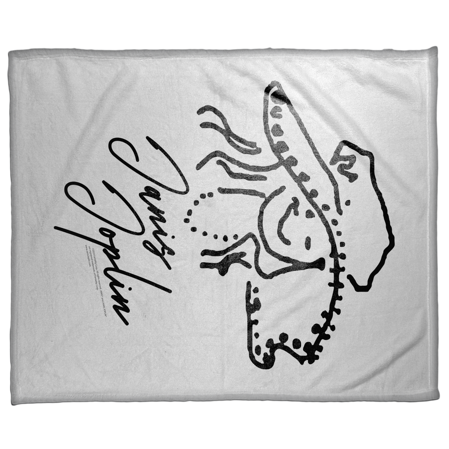 Janis Joplin Outline Sketched White with Fleece Blanket