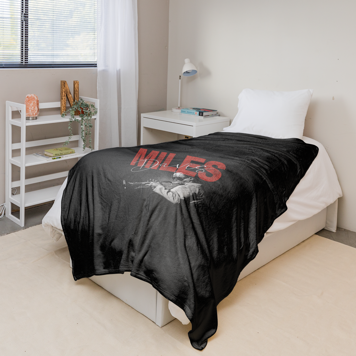 Miles Davis Distressed Photo with Fleece Blanket