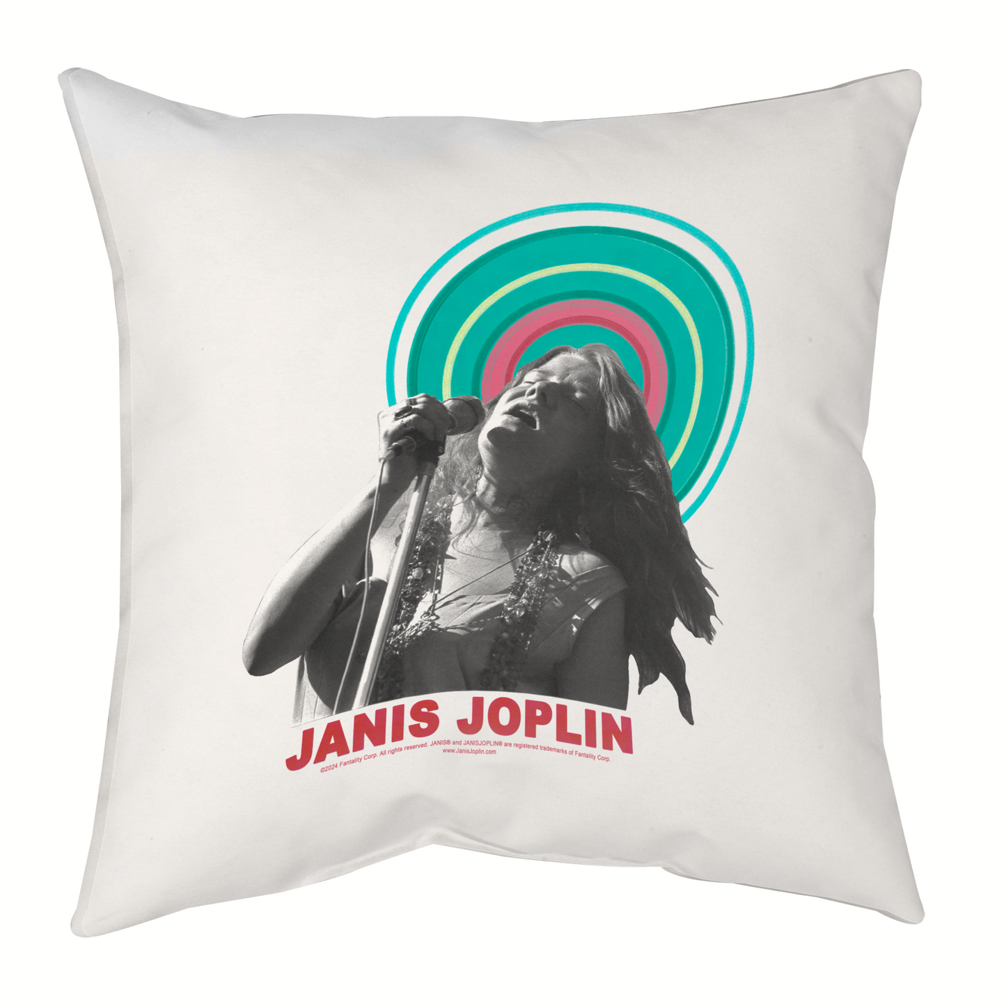 Janis Joplin Halo Photo White and Janis Joplin Halo Photo White with Pillow square