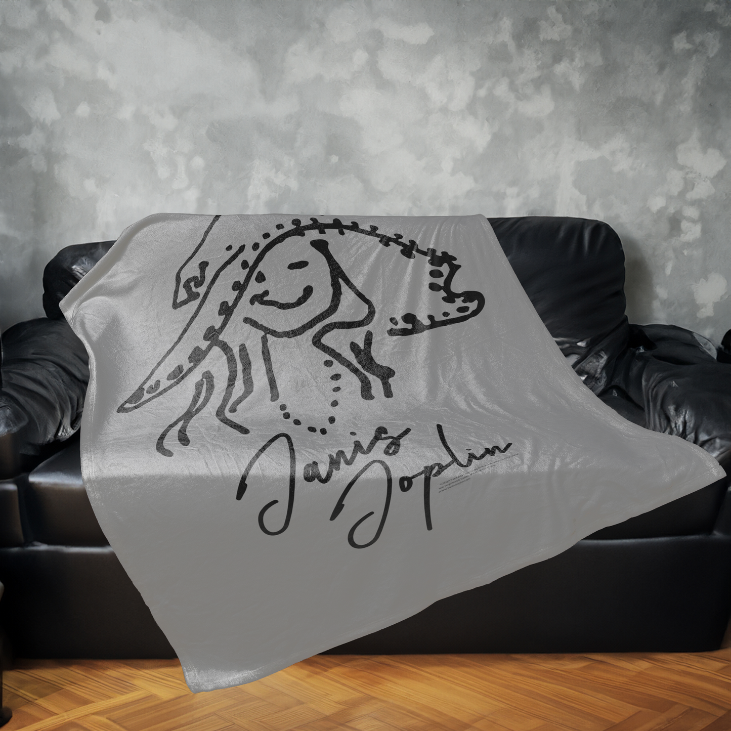 Janis Joplin Outline Sketched Grey with Fleece Blanket