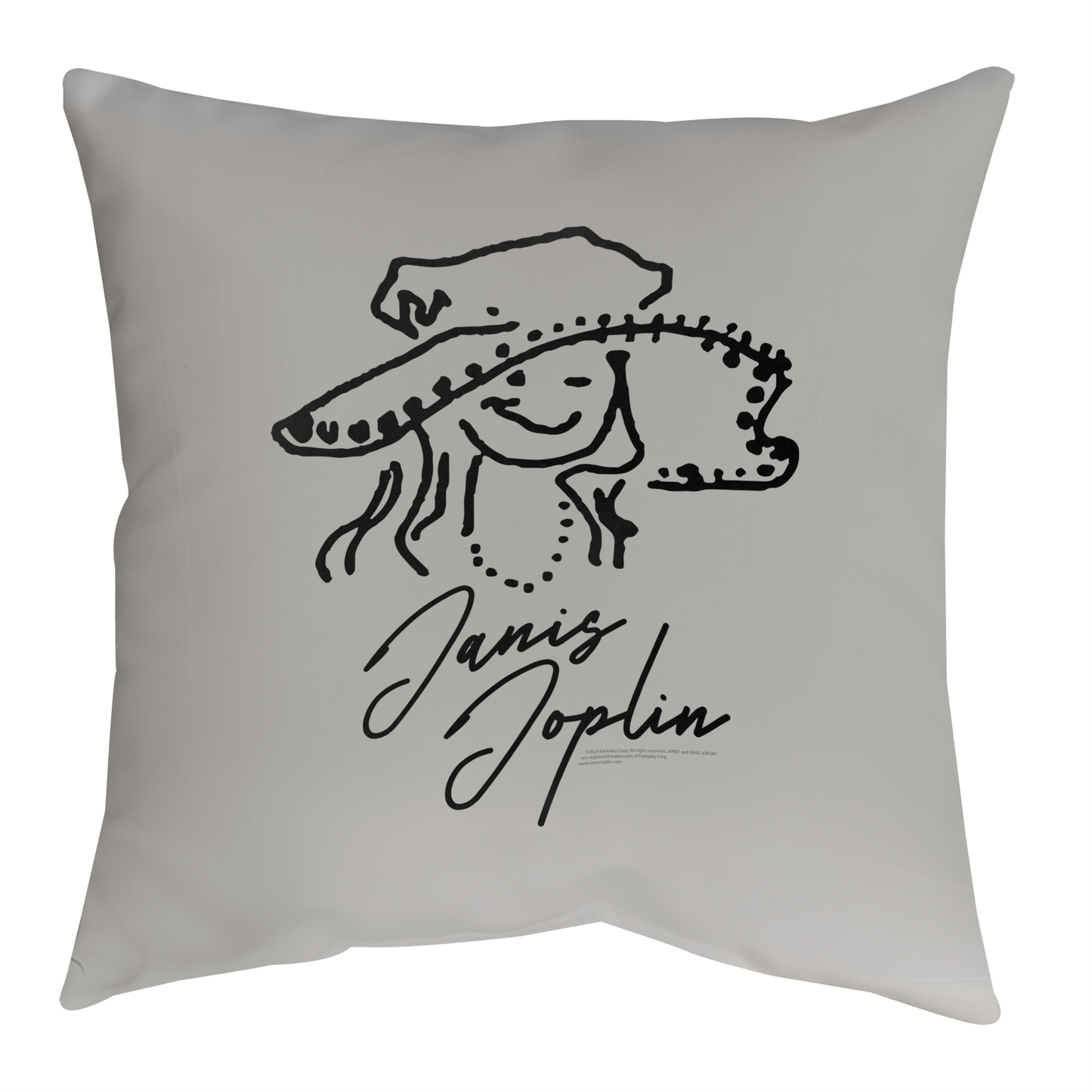 Janis Joplin Outline Sketched Grey and Janis Joplin Outline Sketched Grey with Pillow square