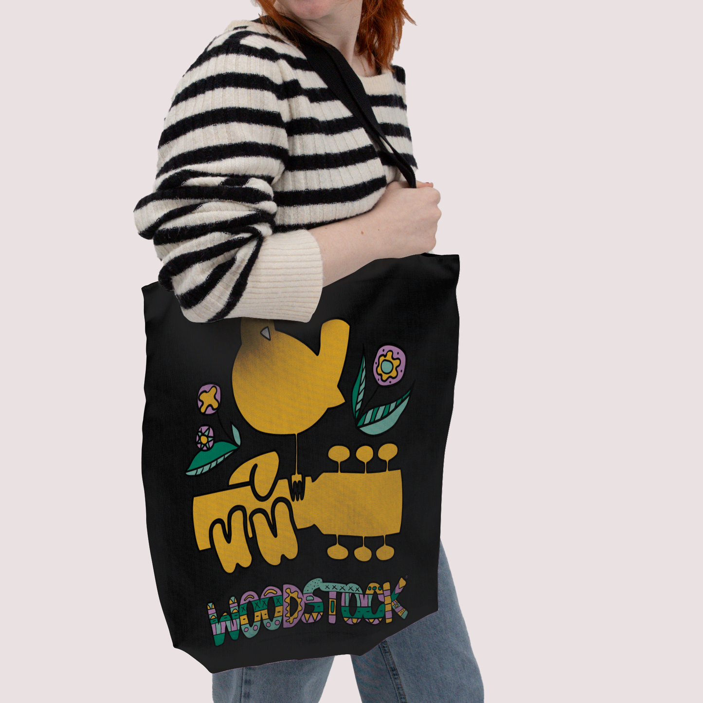 Woodstock Bird Aztec Black and Woodstock Bird Aztec Black with Tote Bag