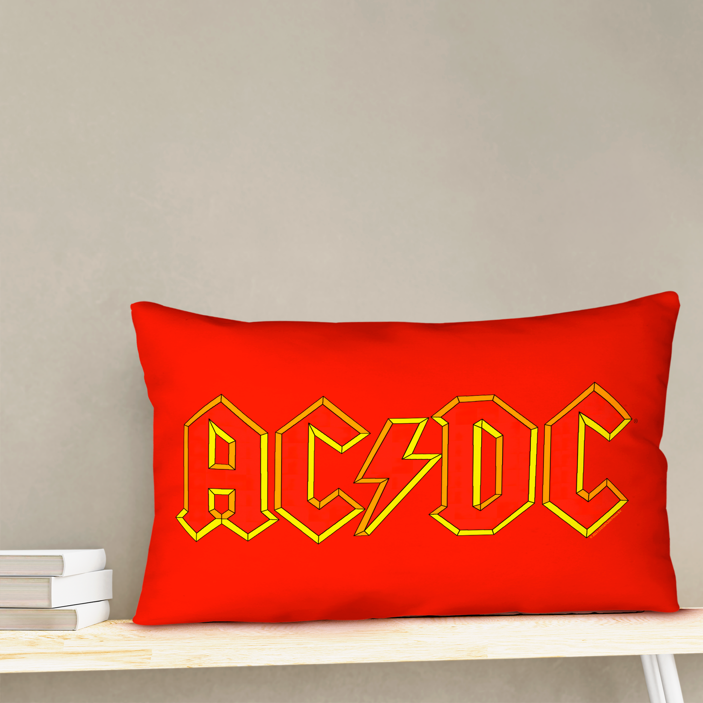 ACDC Yellow Outline Red Logo Pillow