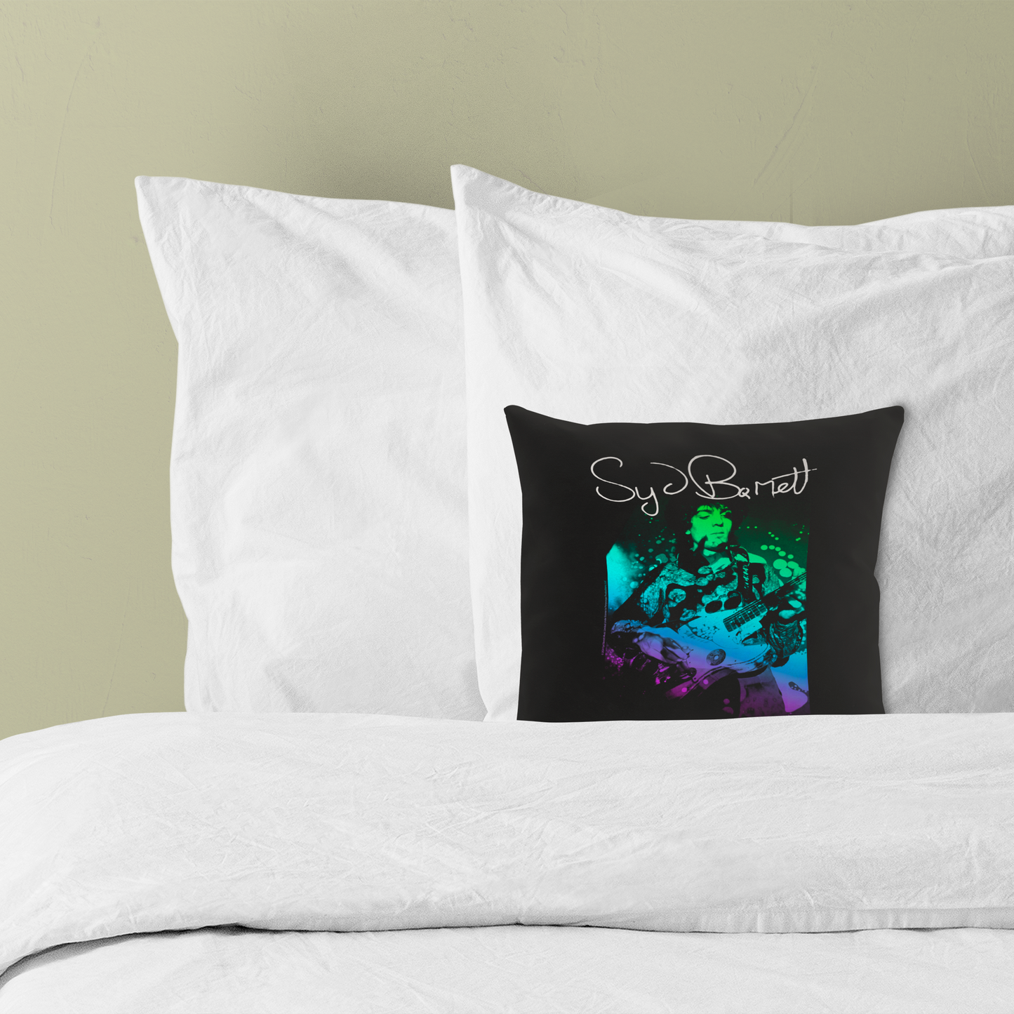 Syd Barret Colorful Portrait with Guitar with Pillow square