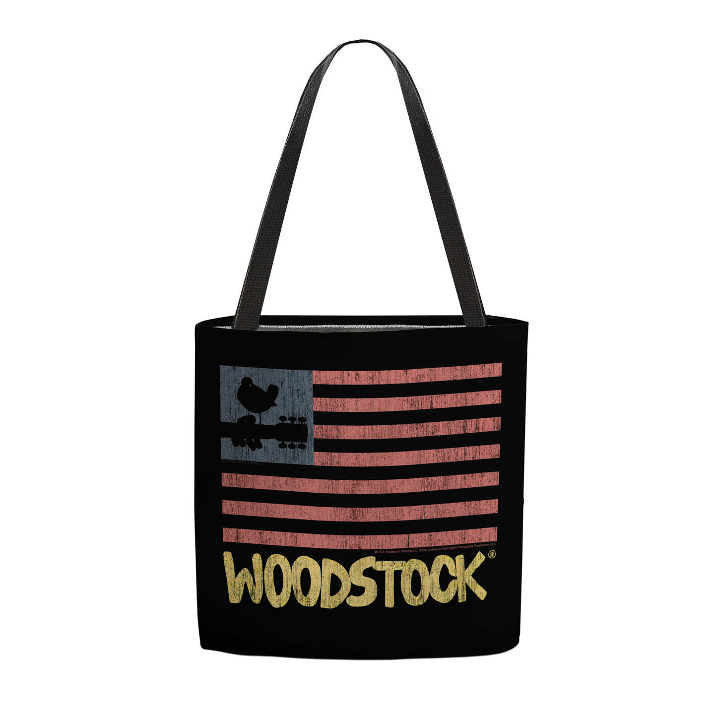 Woodstock Distressed Flag Black and Woodstock Distressed Flag Black with Tote Bag