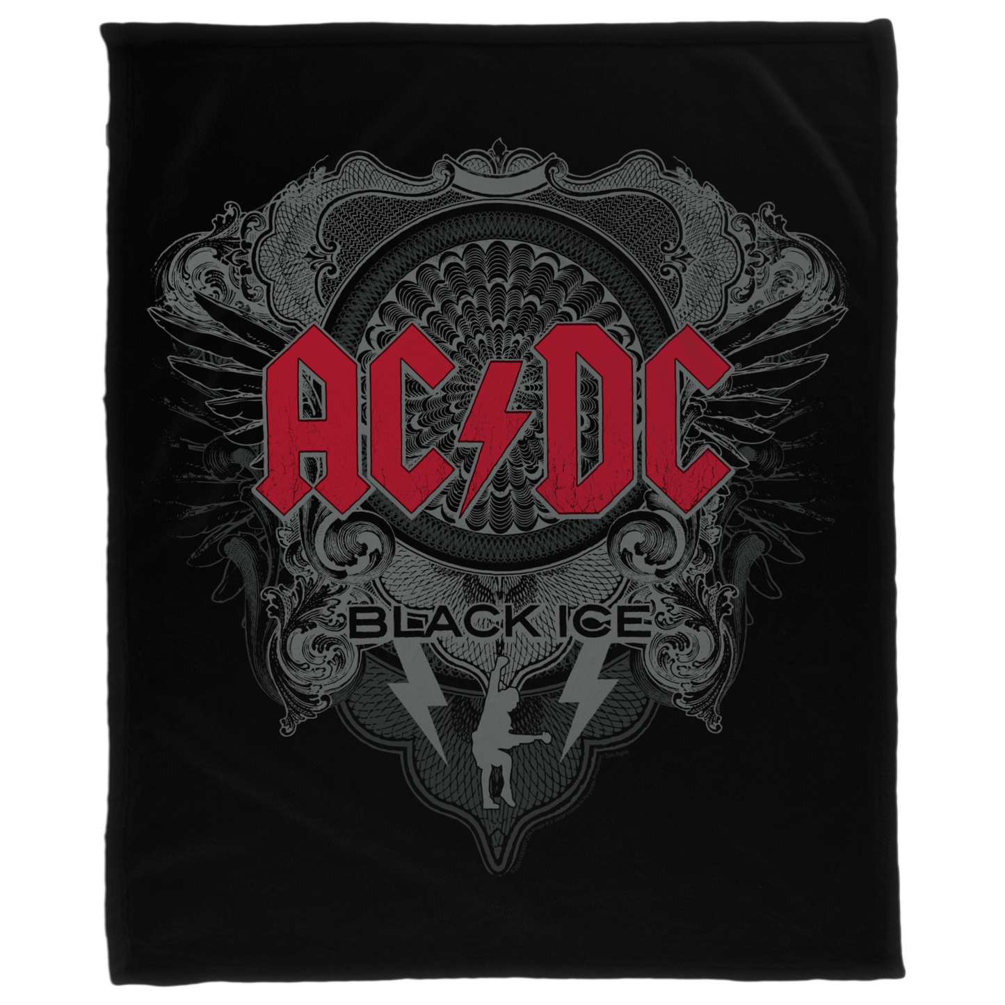 ACDC Black Ice Red Fleece Blanket 5x6" - Soft Material, Polyester, 2-Layer Fleece, Indoor