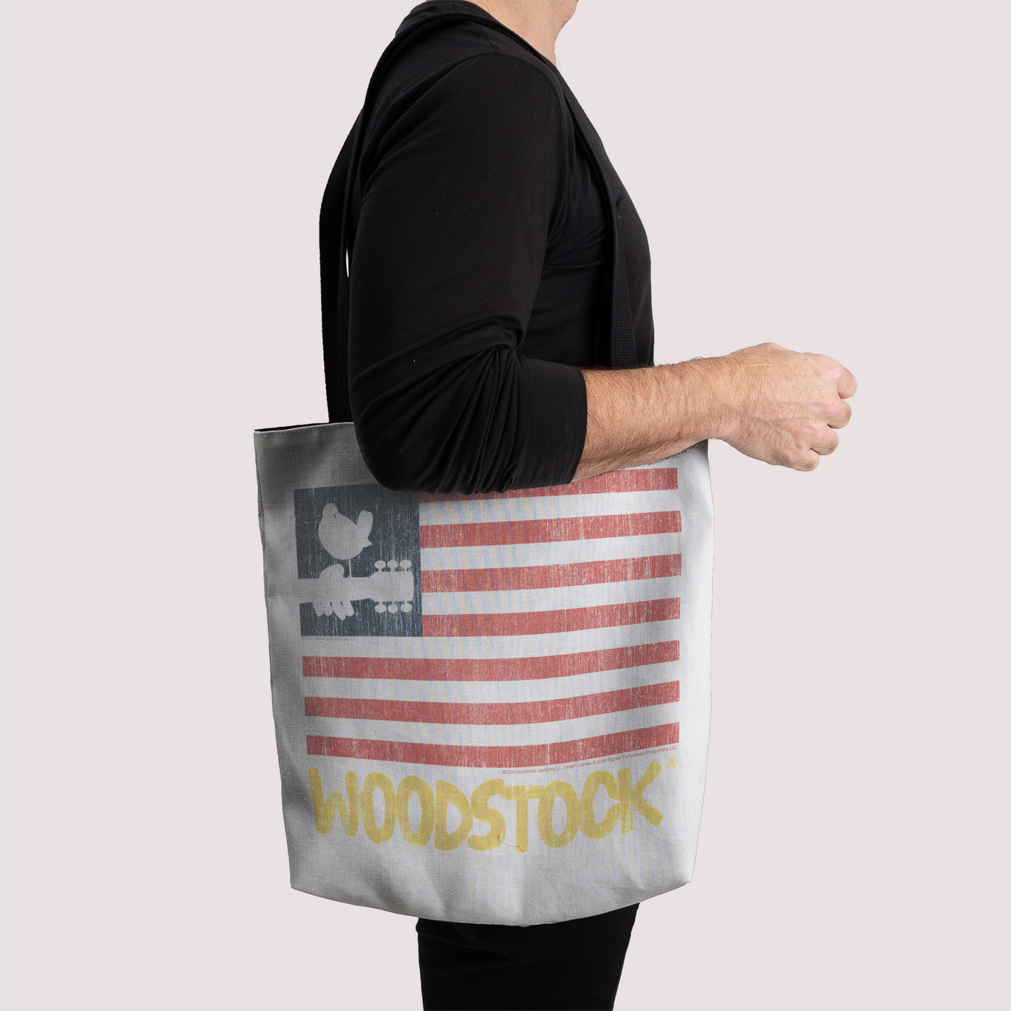 Woodstock Distressed Flag White and Woodstock Distressed Flag White with Tote Bag