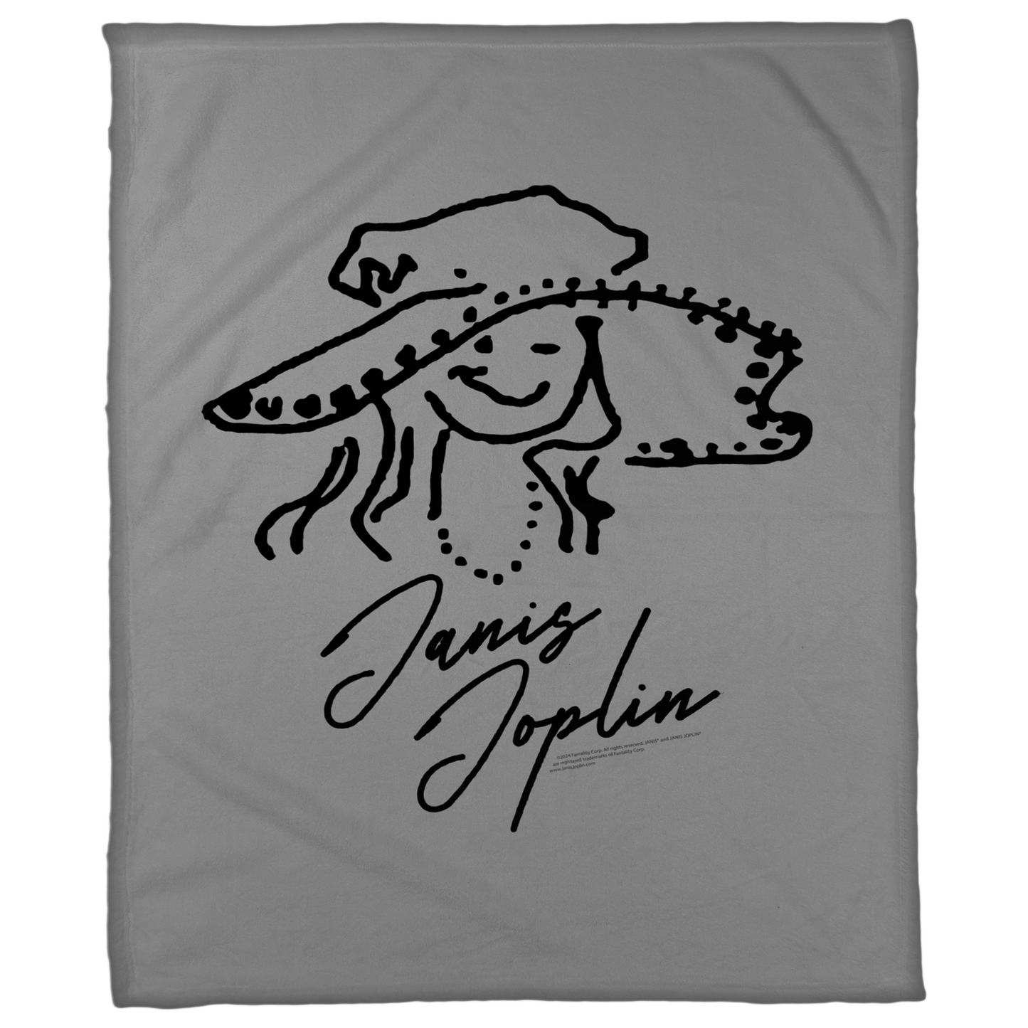 Janis Joplin Outline Sketched Grey with Fleece Blanket