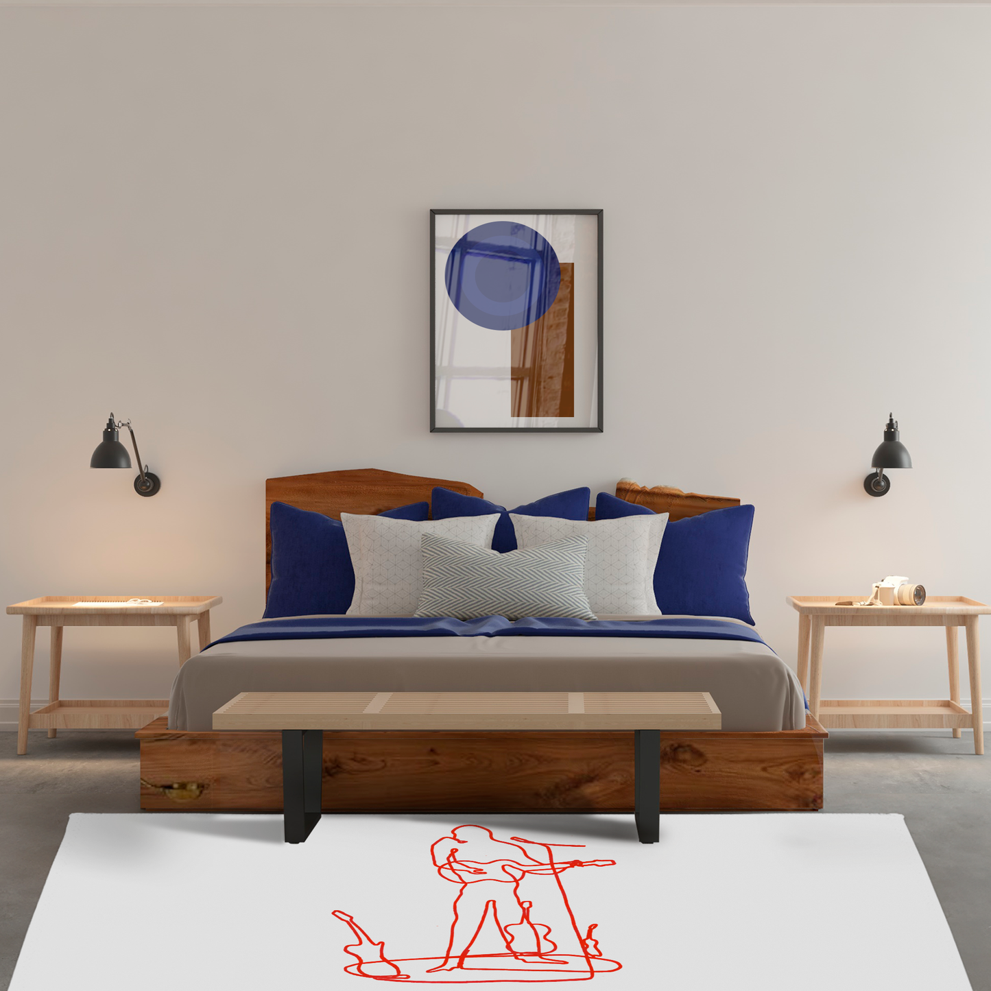 David Gilmour Line Art with Area Rug rectangular