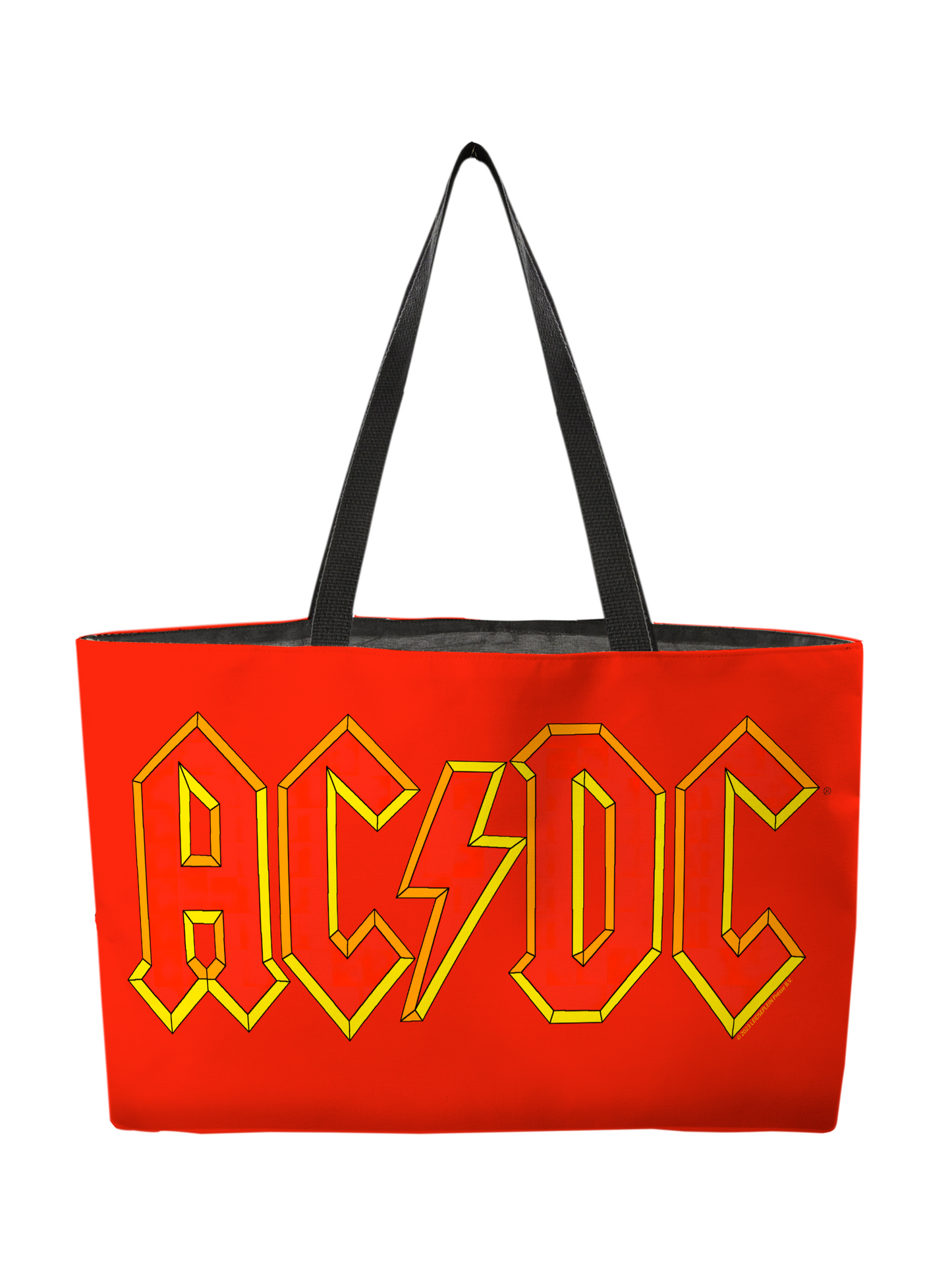 ACDC Yellow Outline Red Logo Weekender Totebag