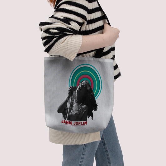 Janis Joplin Halo Photo White and Janis Joplin Halo Photo White with Tote Bag