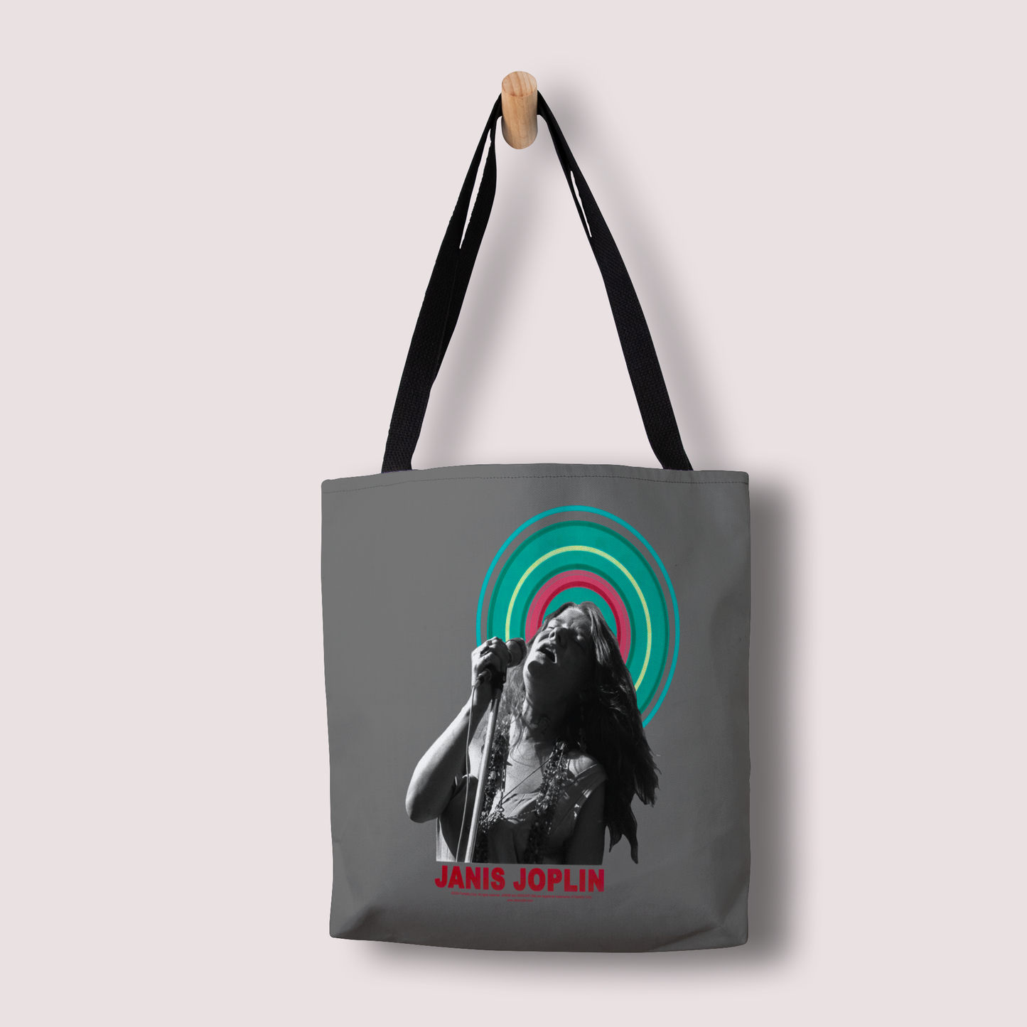 Janis Joplin Halo Photo Grey and Janis Joplin Halo Photo Grey with Tote Bag