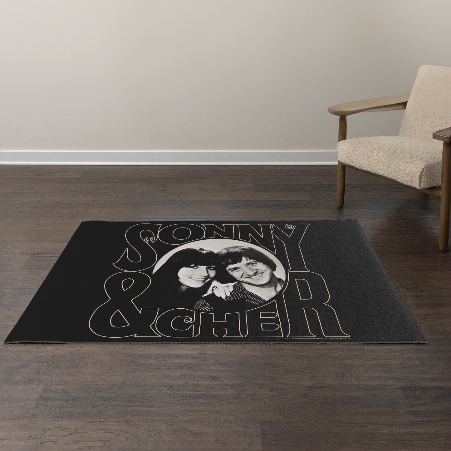 Sonny & Cher Circle Photo with Area Rug rectangular