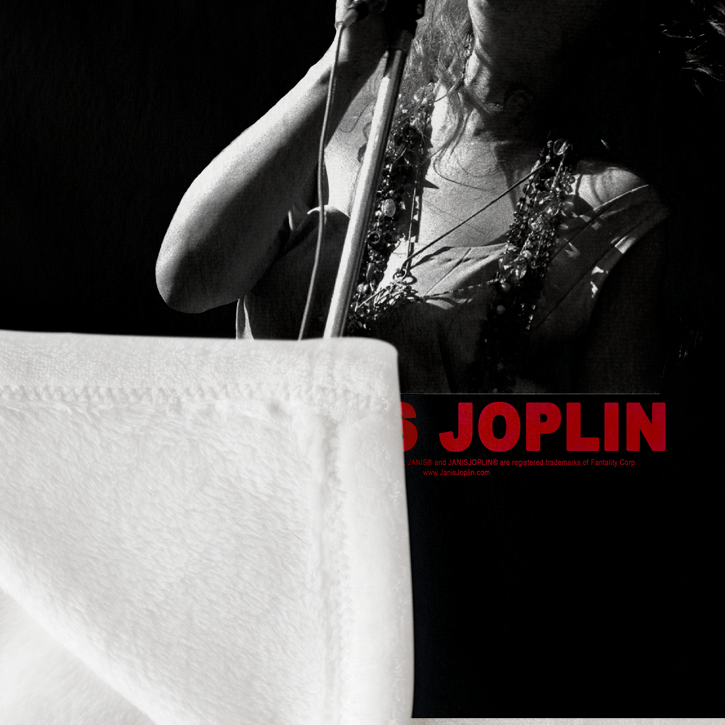 Janis Joplin Halo Photo Black with Fleece Blanket