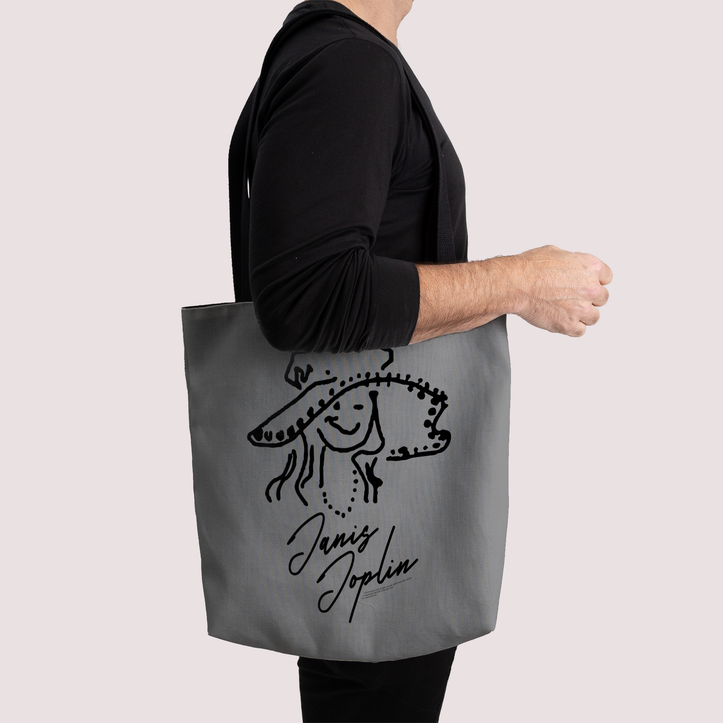 Janis Joplin Outline Sketched Grey and Janis Joplin Outline Sketched Grey with Tote Bag