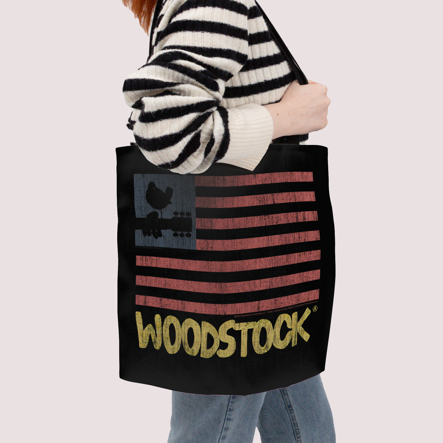 Woodstock Distressed Flag Black and Woodstock Distressed Flag Black with Tote Bag