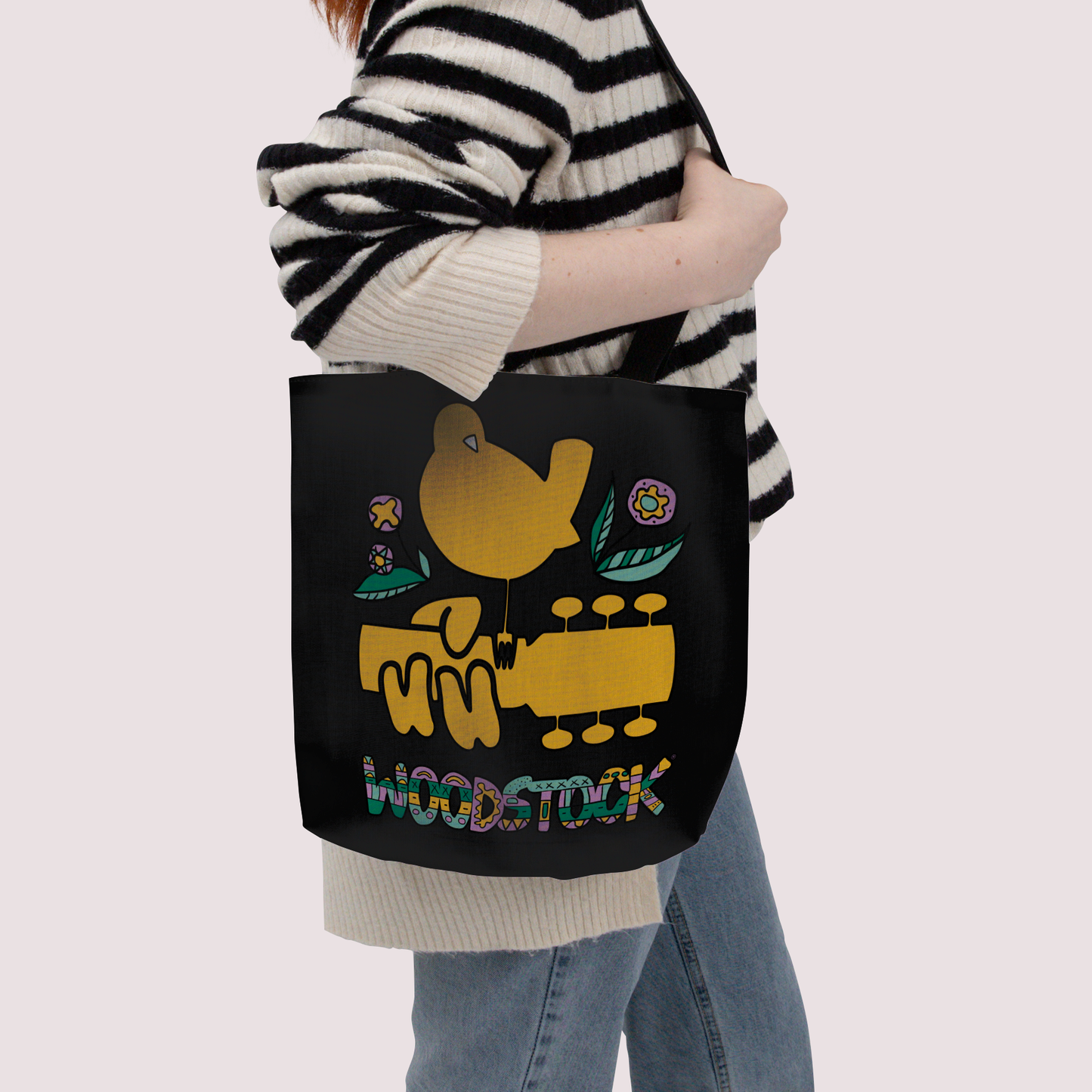 Woodstock Bird Aztec Black and Woodstock Bird Aztec Black with Tote Bag