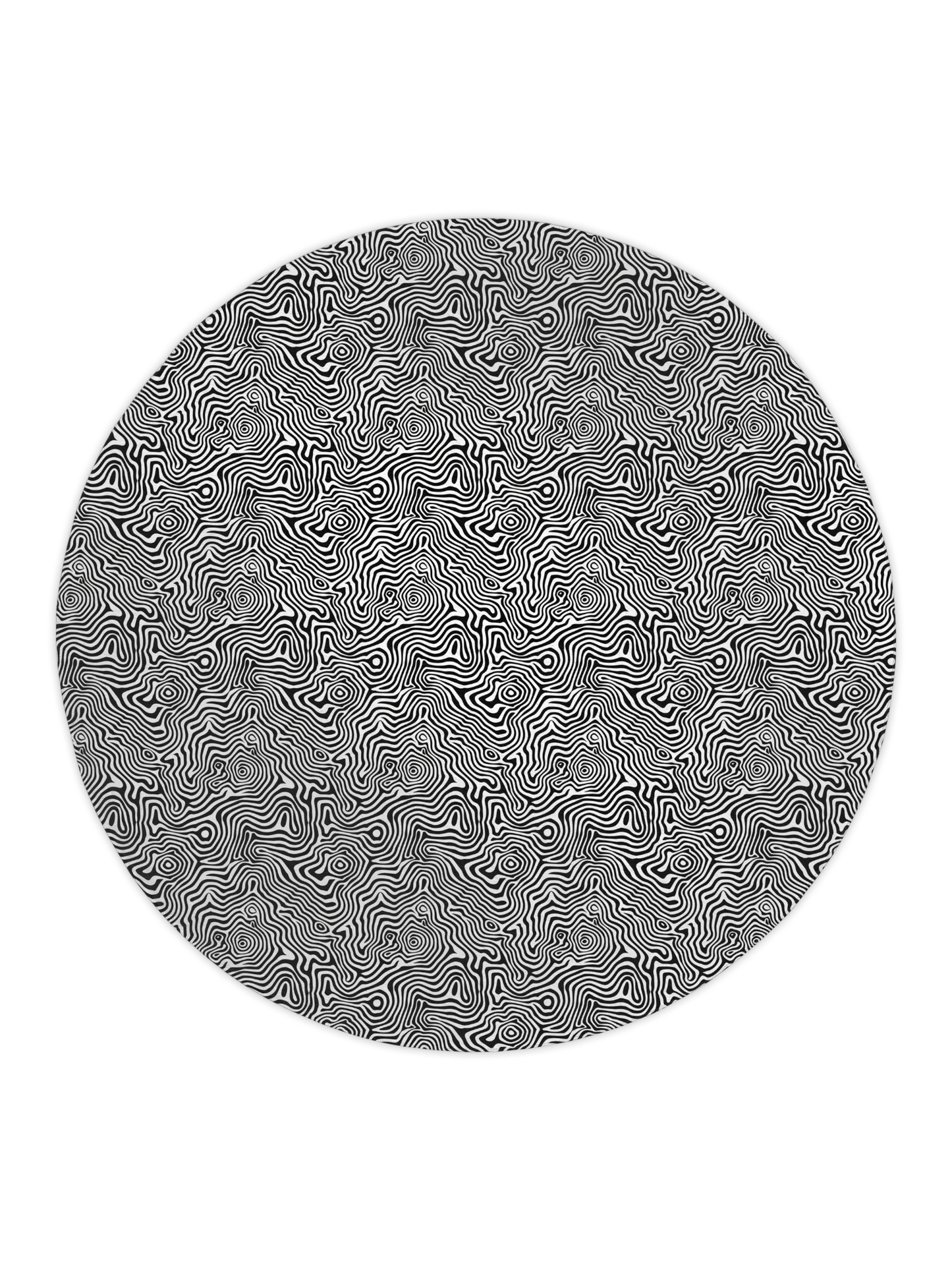 Wavy Abstract Design - Black and White Print - by Stitchbeat with Area Rug round