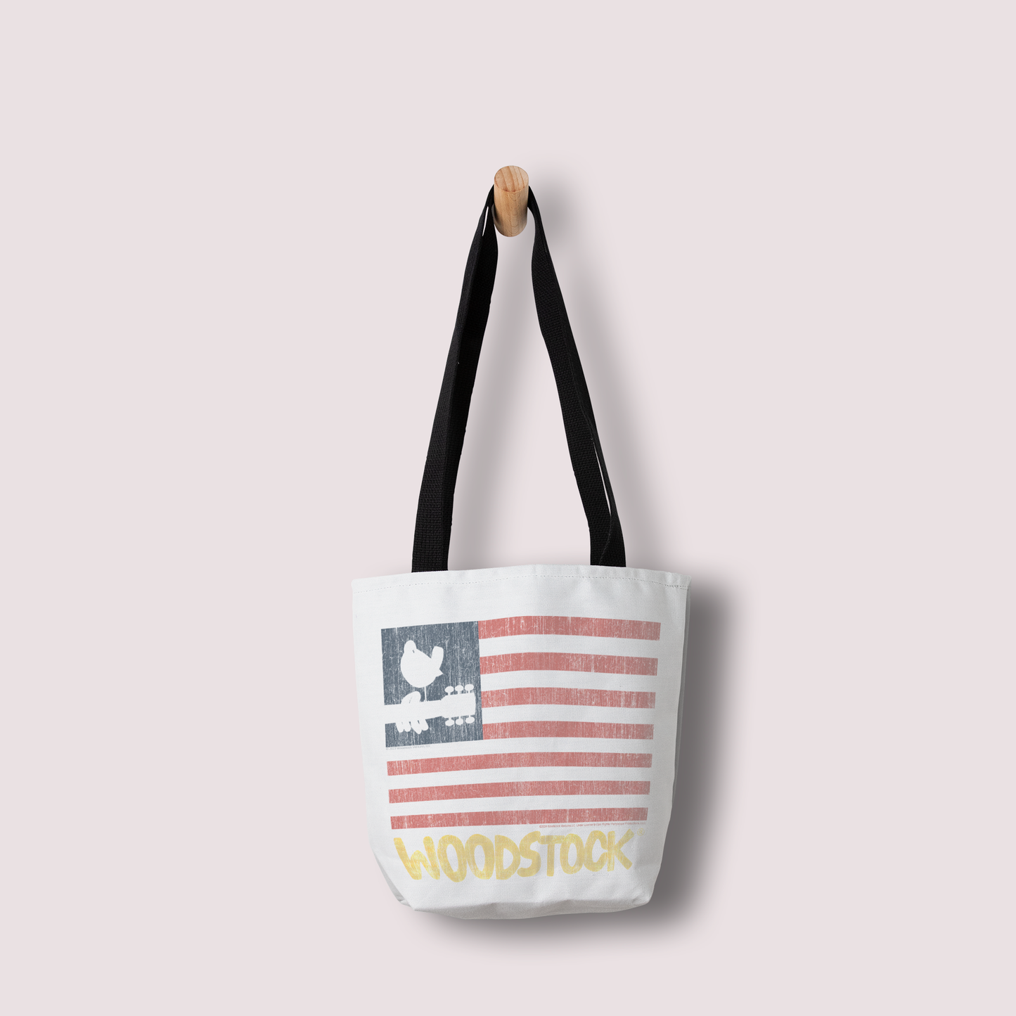 Woodstock Distressed Flag White and Woodstock Distressed Flag White with Tote Bag