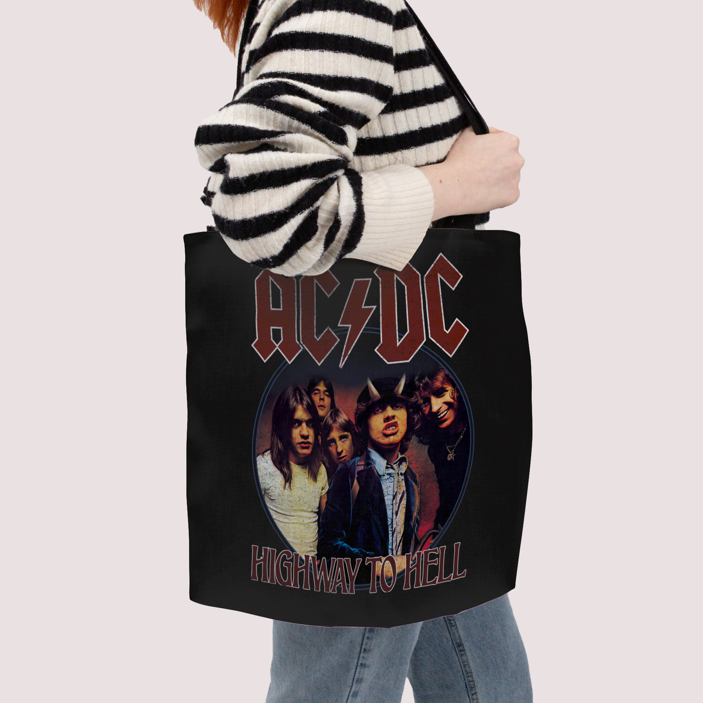 ACDC Highway To Hell Circle Tote Bag