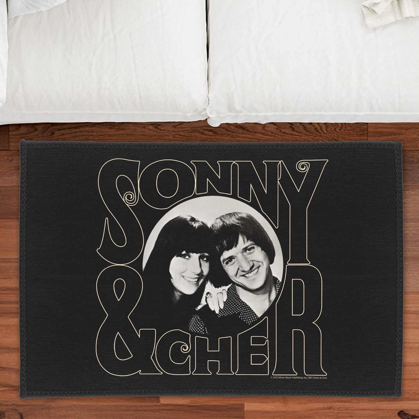 Sonny & Cher Circle Photo with Area Rug rectangular