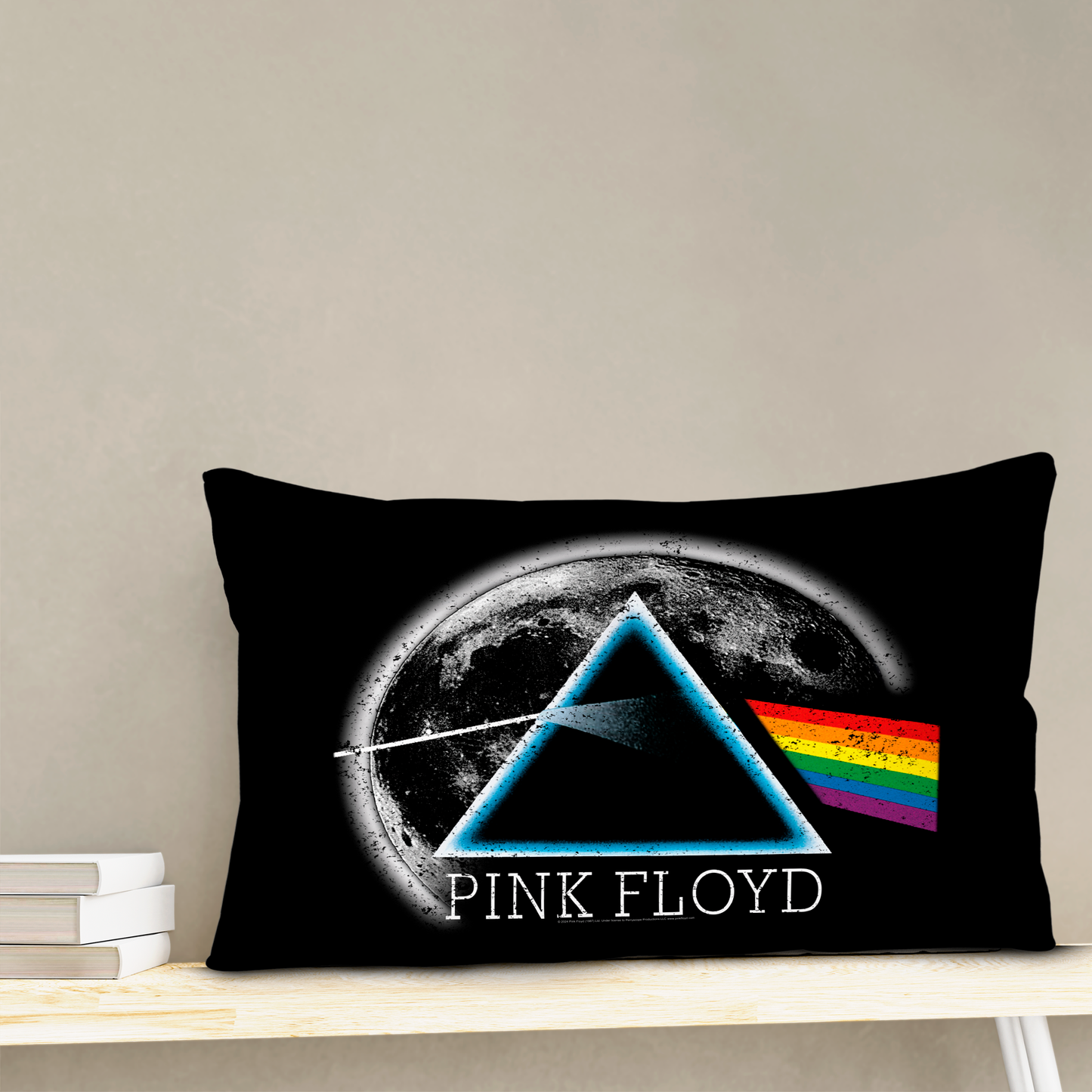 Pink Floyd Dark Side of The Moon Distressed Moon Pillow