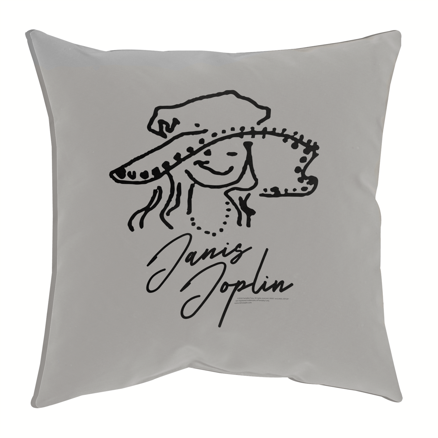 Janis Joplin Outline Sketched Grey and Janis Joplin Outline Sketched Grey with Pillow square