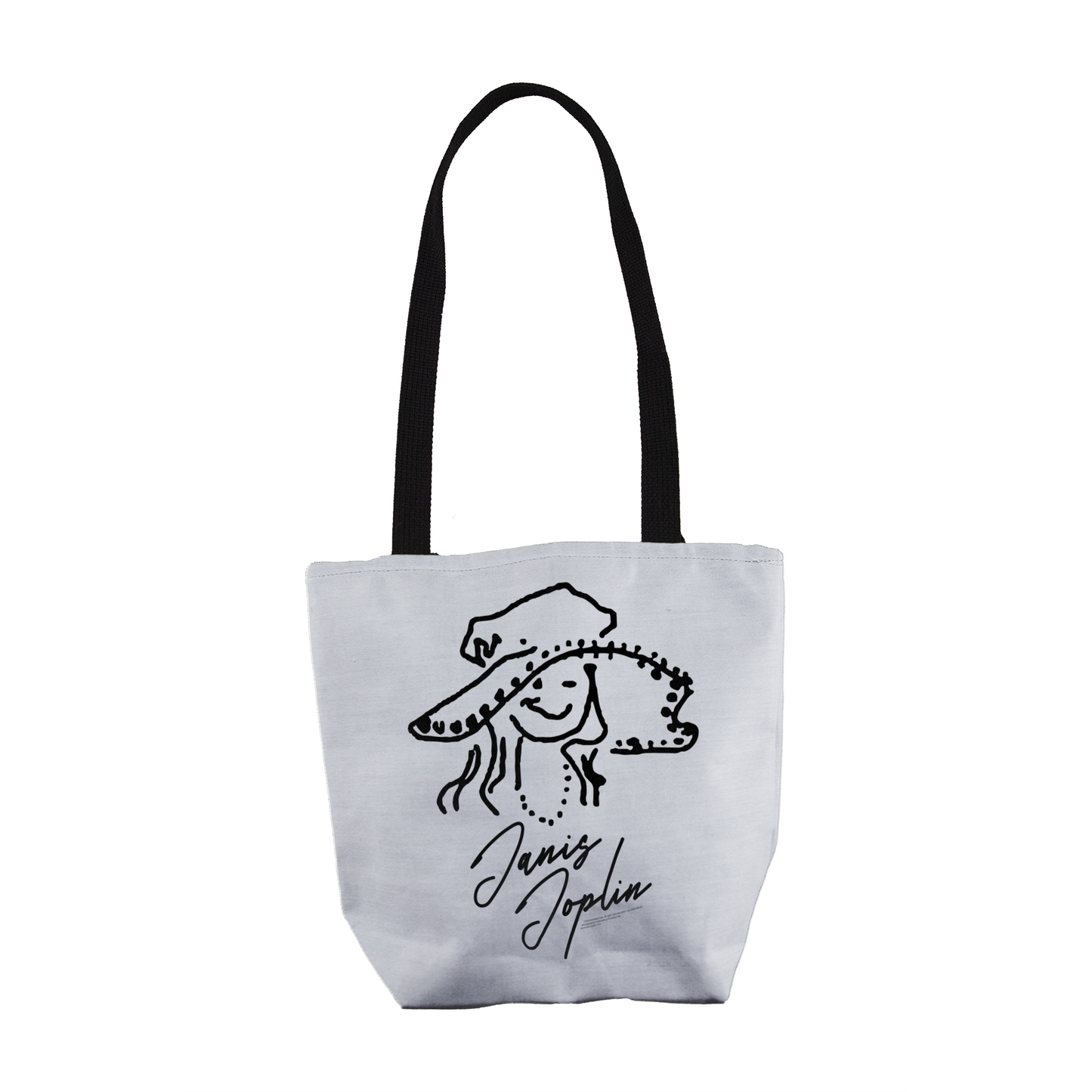 Janis Joplin Outline Sketched White and Janis Joplin Outline Sketched White with Tote Bag