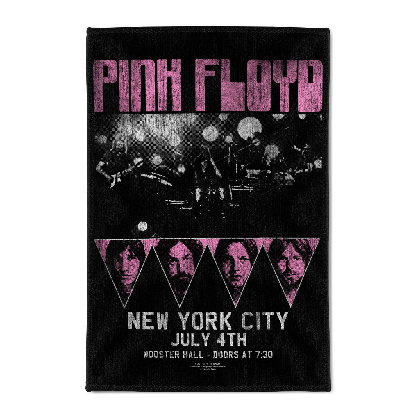 Pink Floyd Tour N-Y-C Printed Area Rug, 2x3ft, 4x6ft, Stiff Lay-Flat Design, Chenille and Woven Polyester Backing, Rectangular Shape, Indoor Use