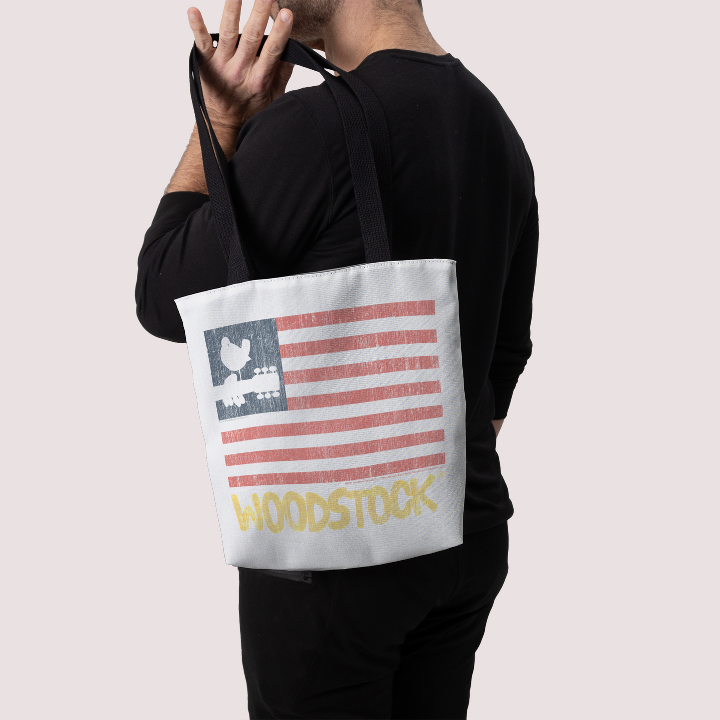 Woodstock Distressed Flag White and Woodstock Distressed Flag White with Tote Bag