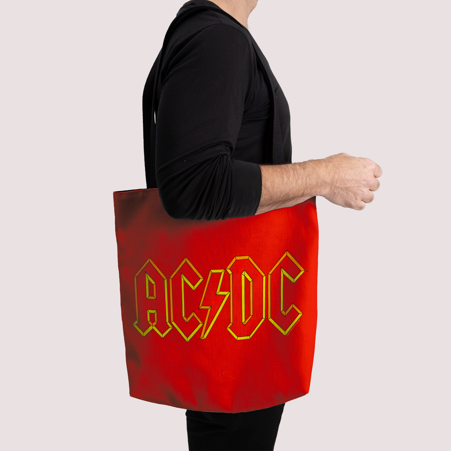 ACDC Yellow Outline Red Logo Tote Bag