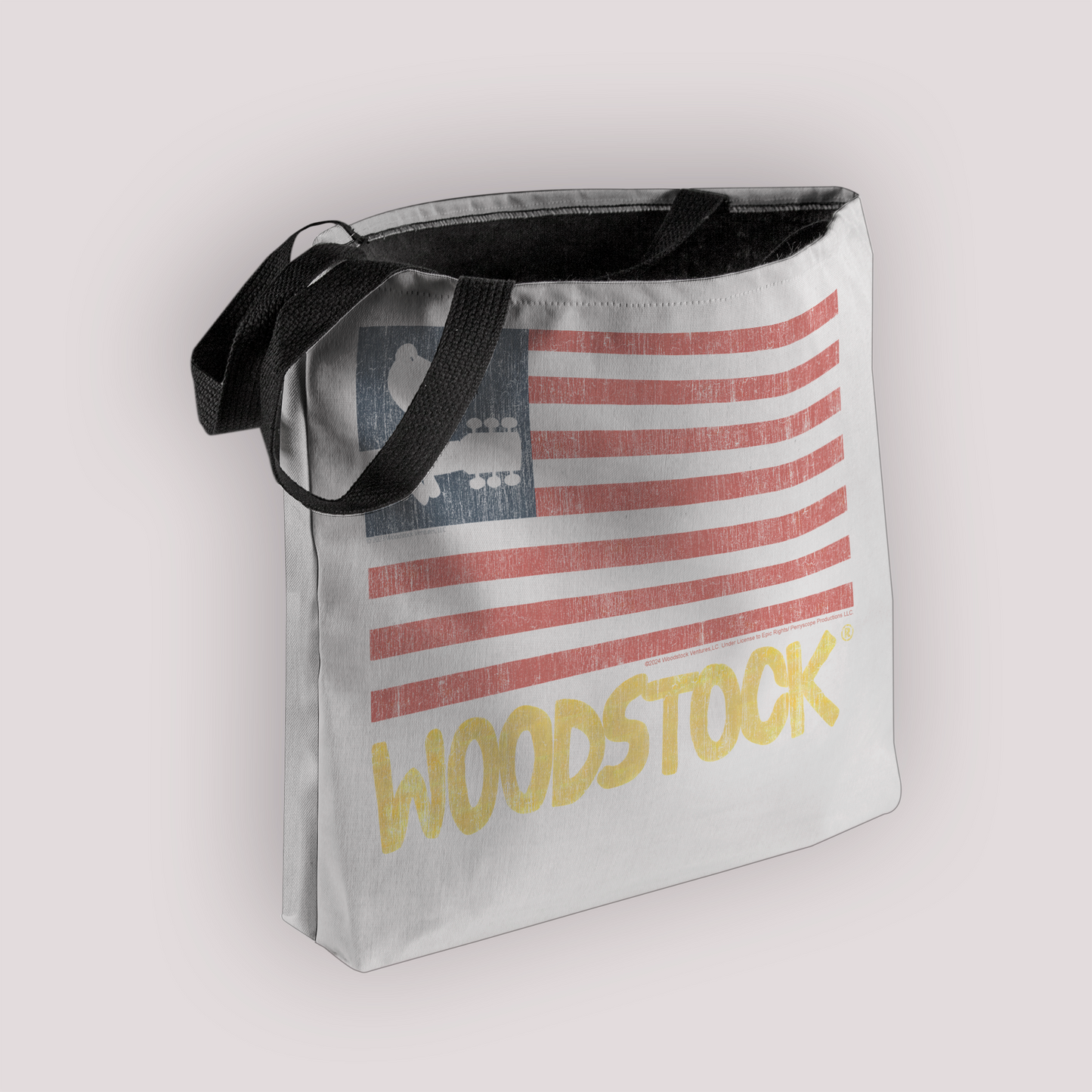 Woodstock Distressed Flag White and Woodstock Distressed Flag White with Tote Bag