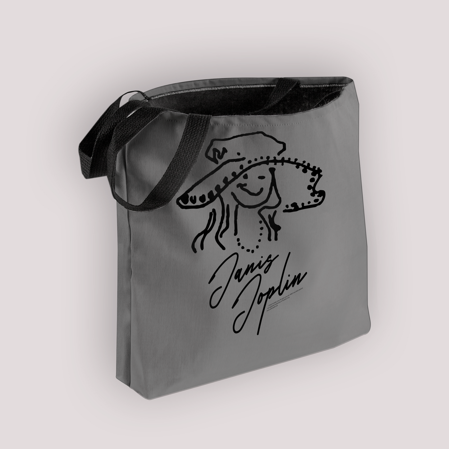 Janis Joplin Outline Sketched Grey and Janis Joplin Outline Sketched Grey with Tote Bag